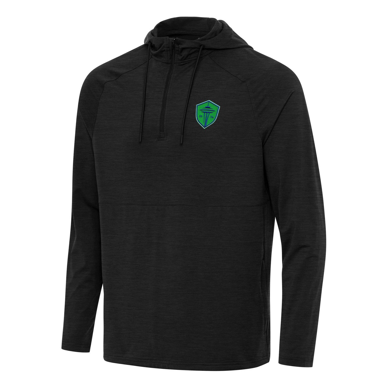 Antigua Heather Seattle Sounders FC Spikes Raglan Quarter-Zip Hoodie