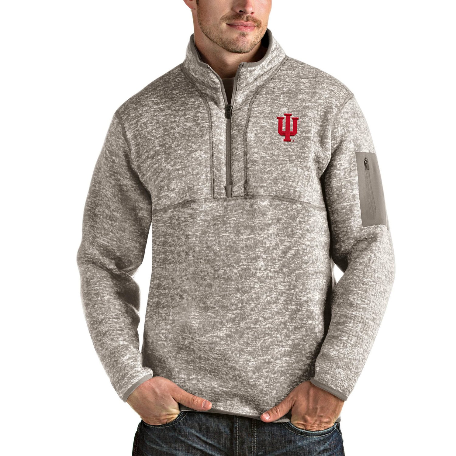 Antigua Indiana Hoosiers Fortune Half-Zip Pullover Jacket