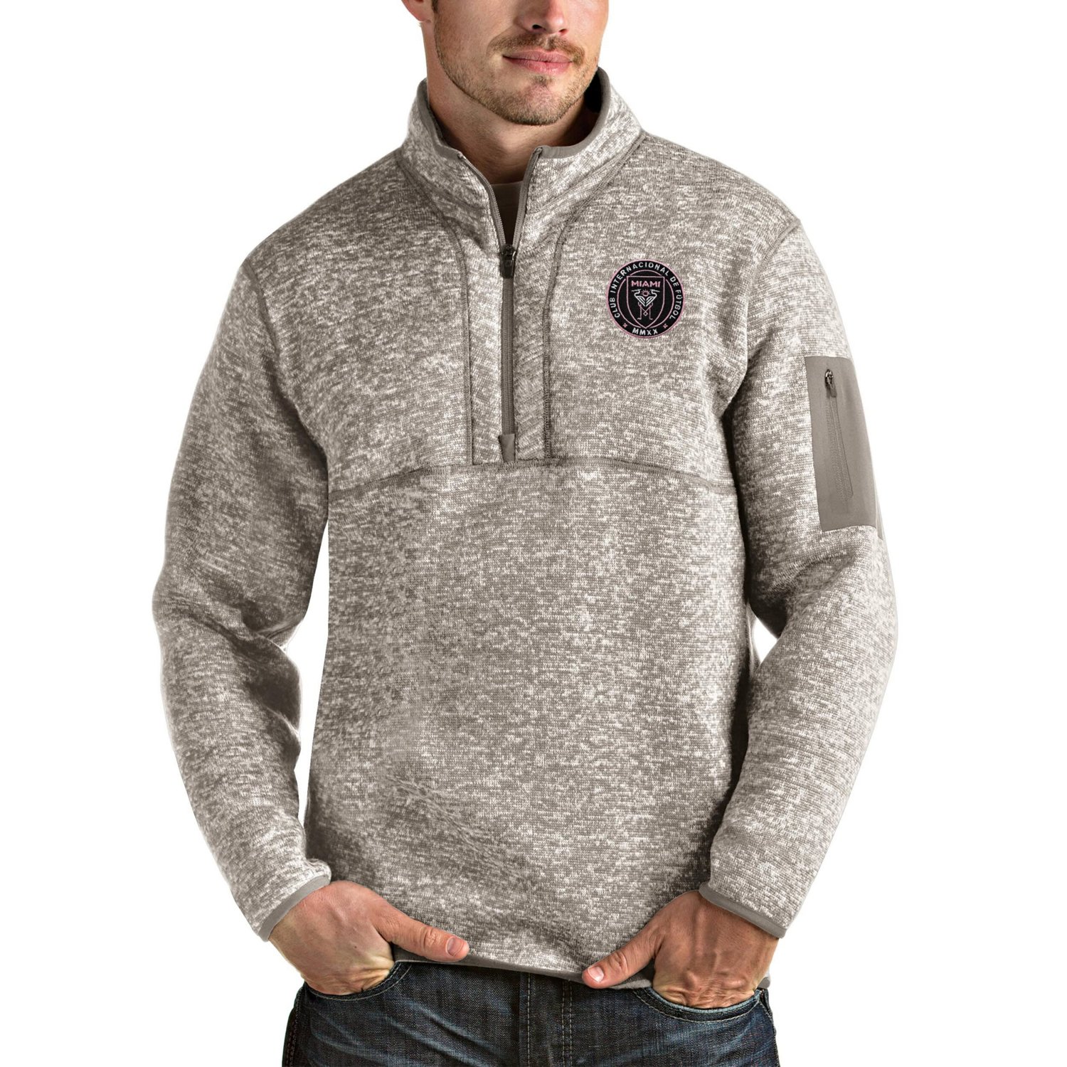 Antigua Inter Miami CF Fortune Quarter-Zip Pullover Jacket