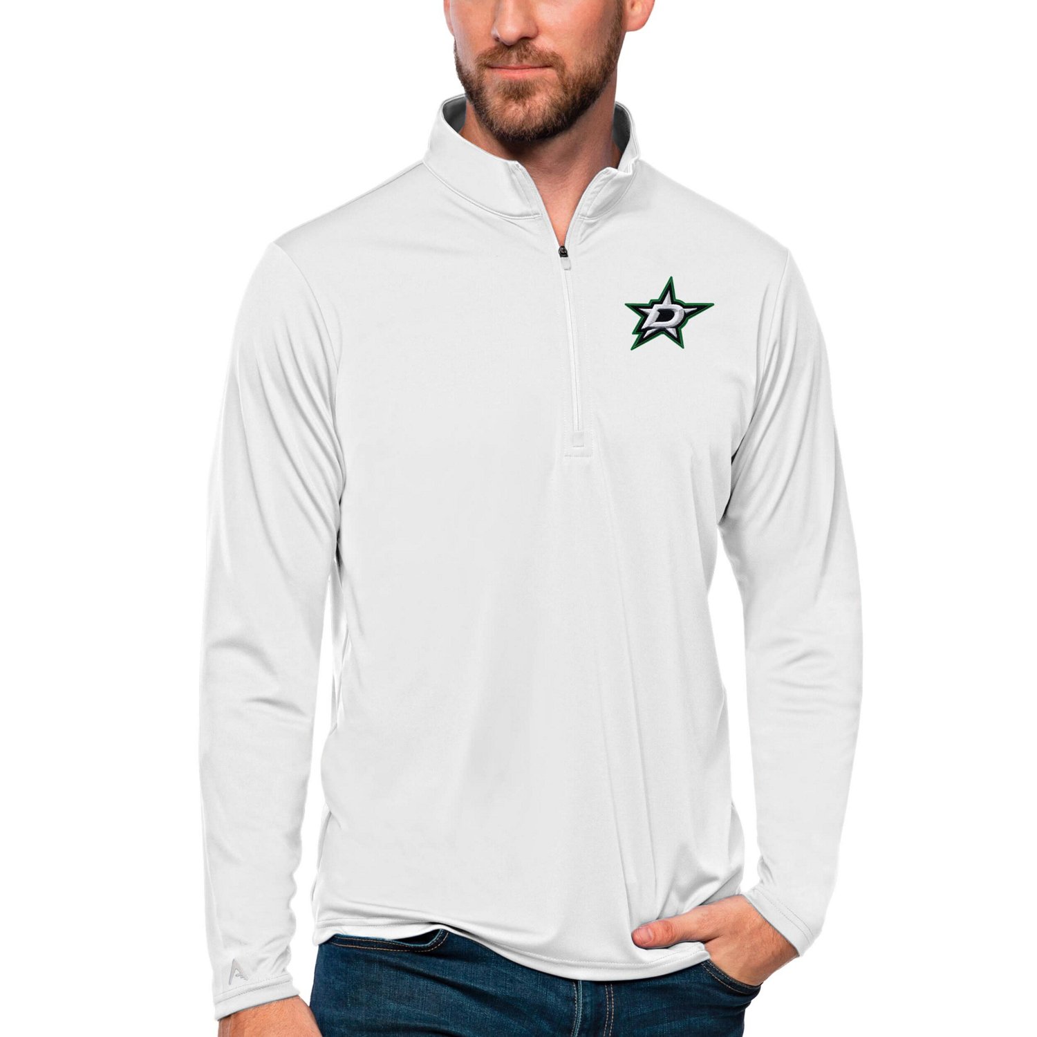 Antigua Dallas Stars Tribute Quarter-Zip Pullover Top