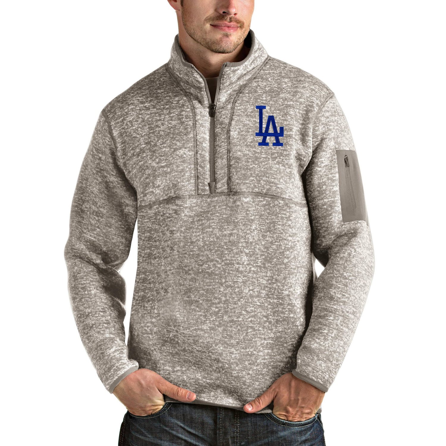 Antigua Los Angeles Dodgers Fortune Quarter-Zip Pullover Jacket