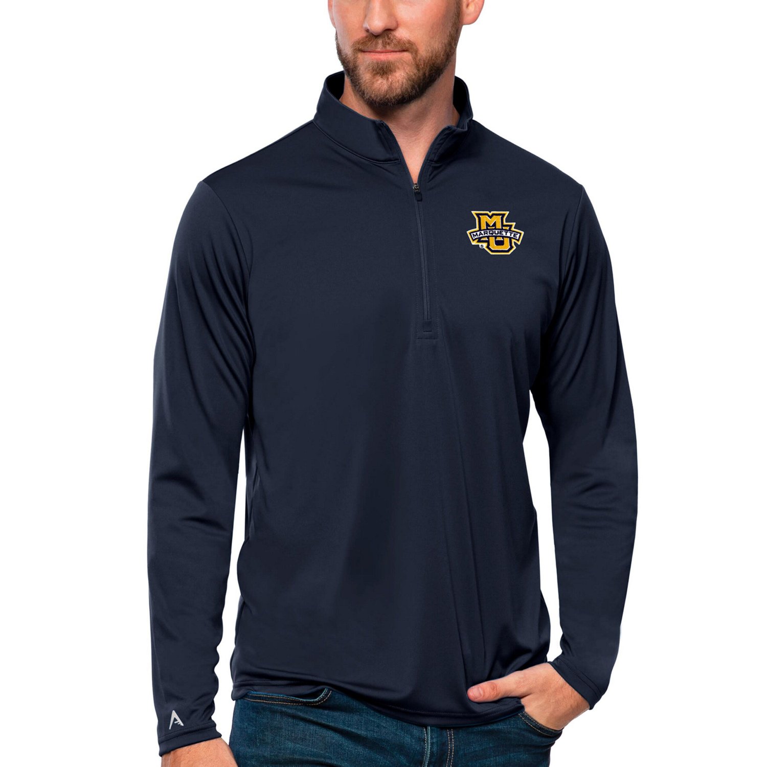 Antigua Marquette Golden Eagles Tribute Quarter-Zip Top