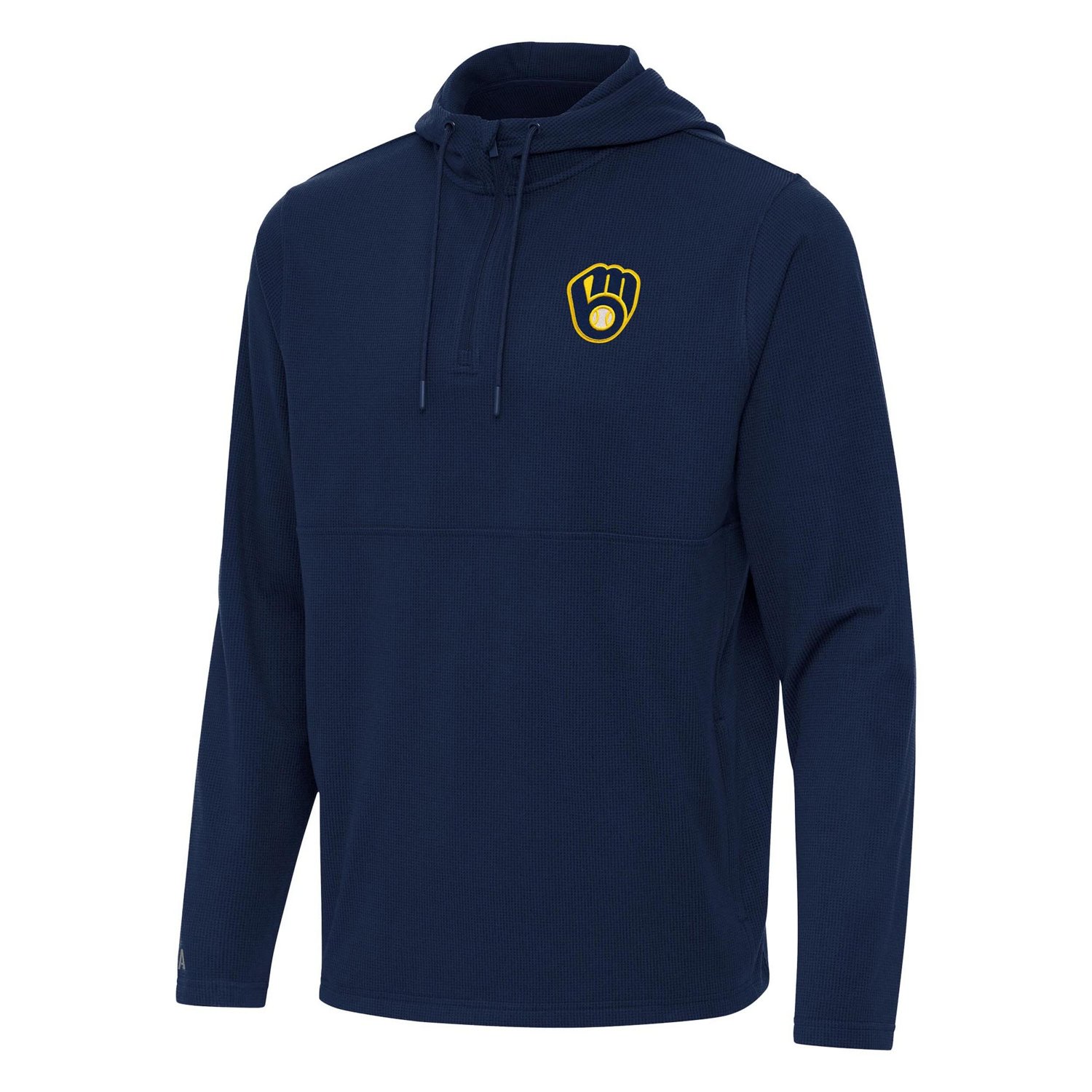 Antigua Milwaukee Brewers Connected Quarter-Zip Pullover Hoodie - view number 2