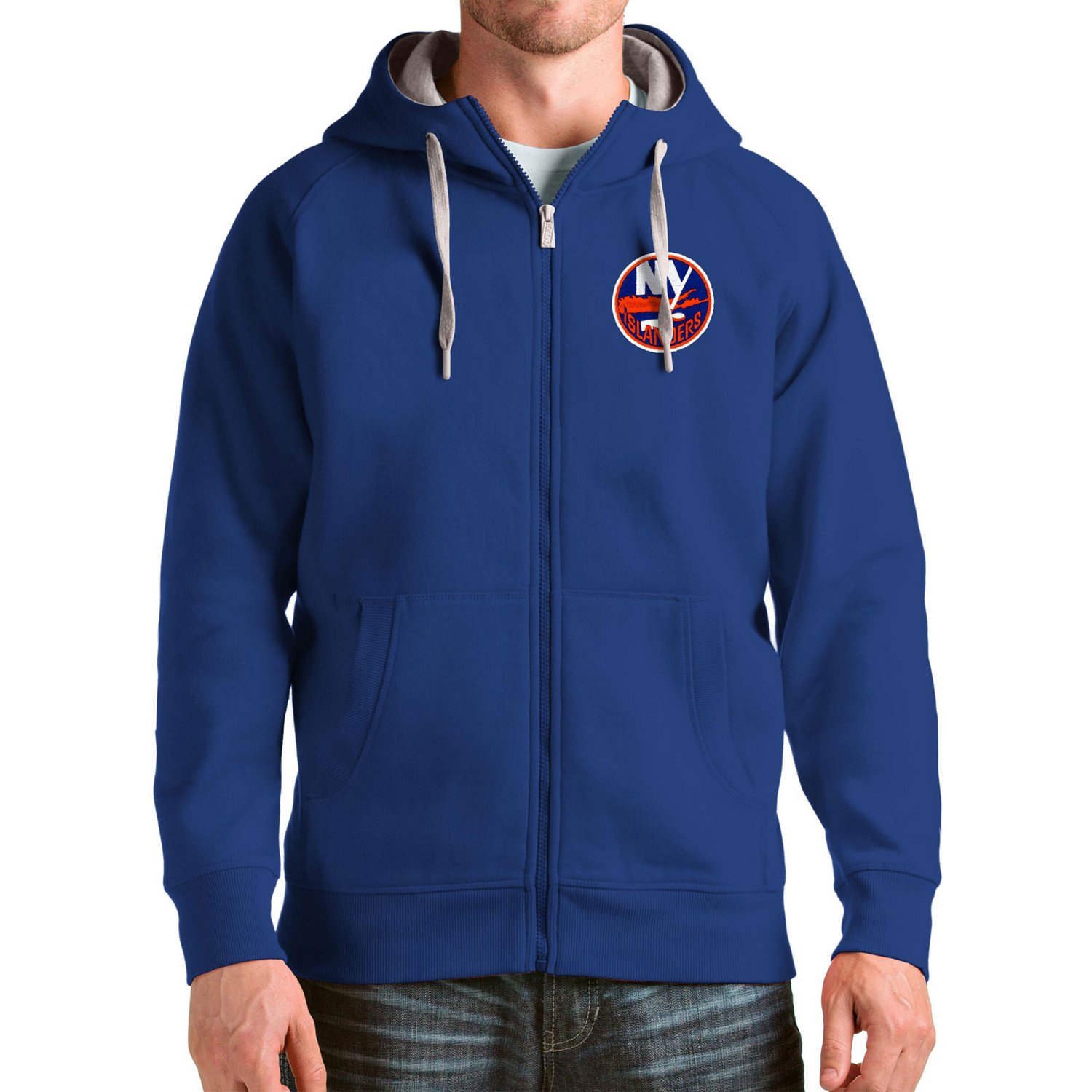 Antigua New York Islanders Logo Victory Full-Zip Hoodie