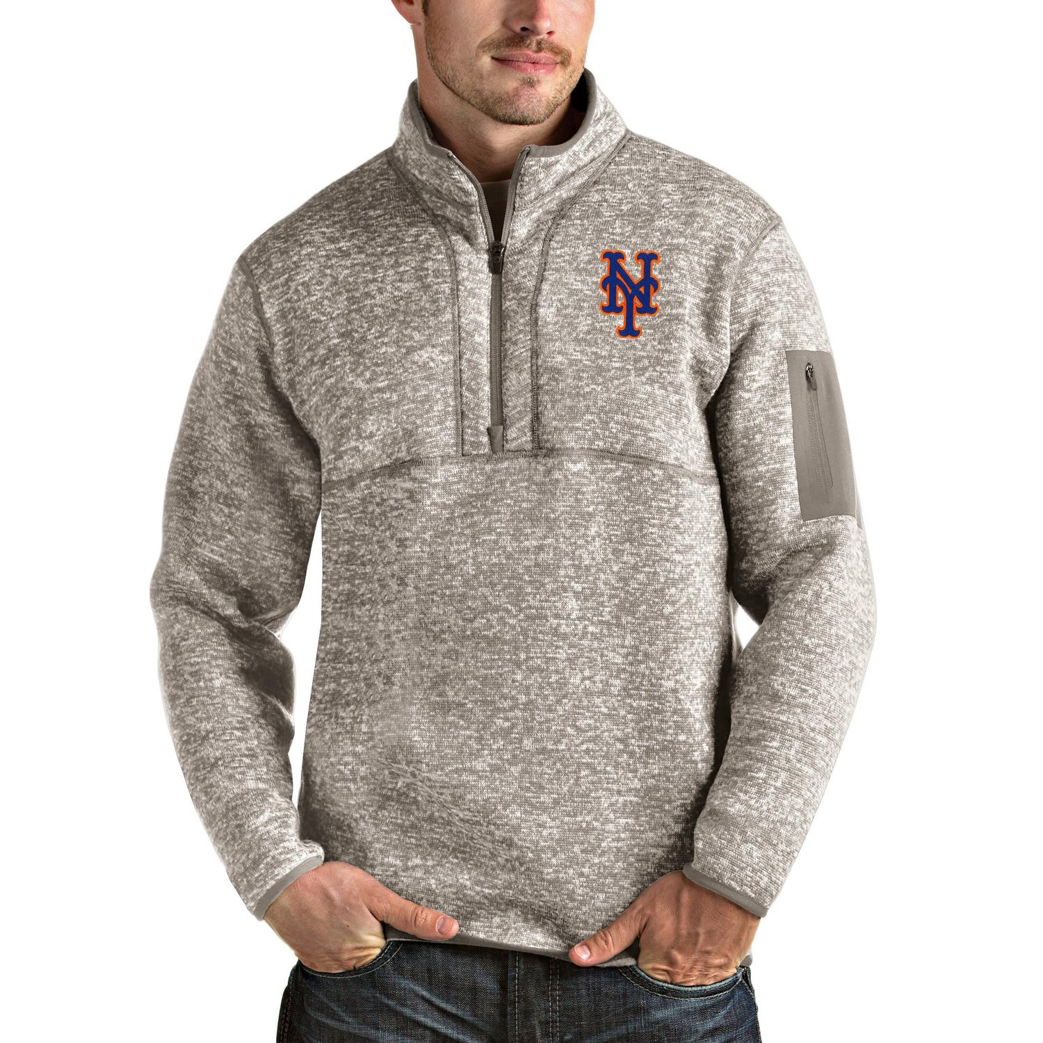 Antigua New York Mets Fortune Quarter-Zip Pullover Jacket