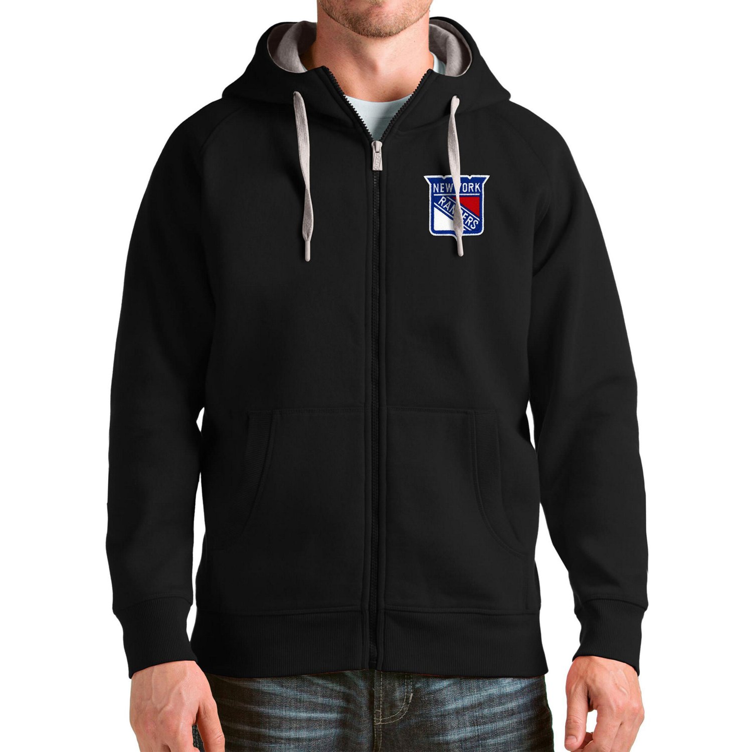 Antigua New York Rangers Logo Victory Full-Zip Hoodie
