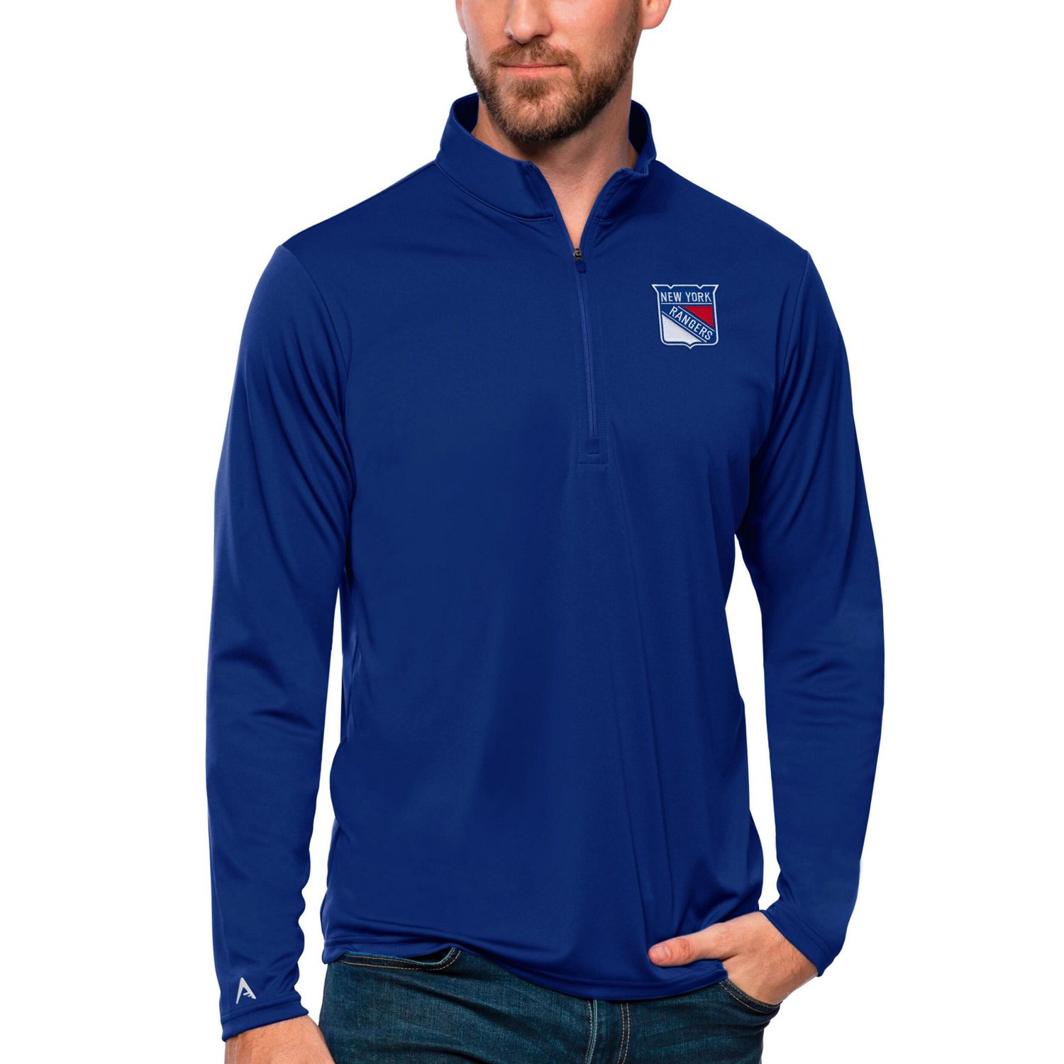 Antigua New York Rangers Tribute Quarter-Zip Pullover Top                                                                        - view number 1