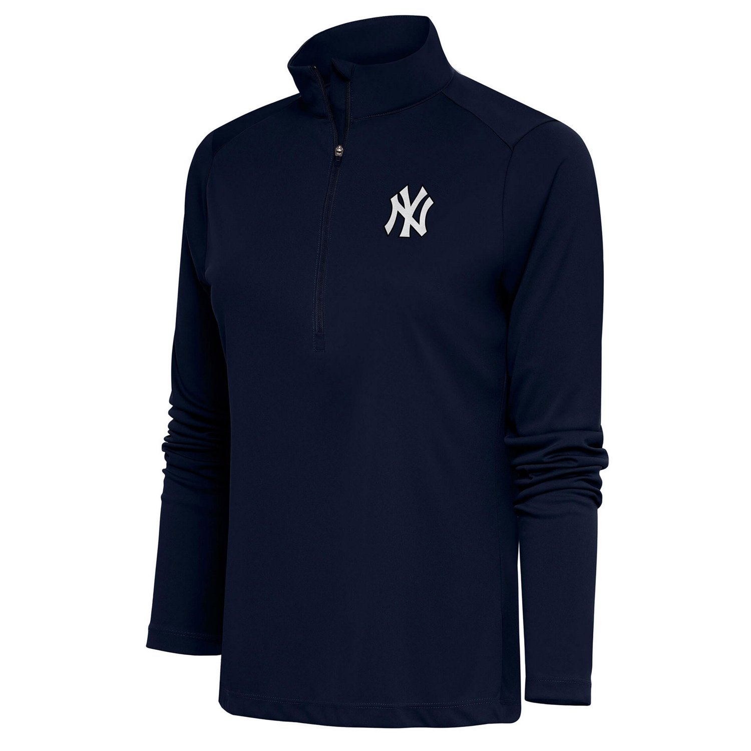 Antigua New York Yankees Brushed Metallic Tribute Half-Zip Pullover Top