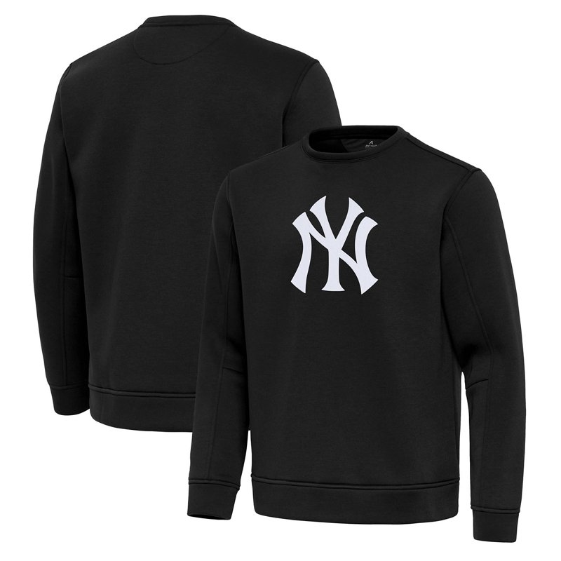 Antigua Men's Black New York Yankees Relevant Lightweight Pullover Sweatshirt - Black
