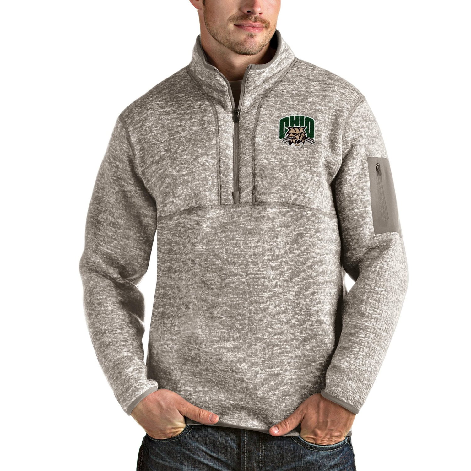 Antigua Ohio Bobcats Fortune Half-Zip Pullover Jacket