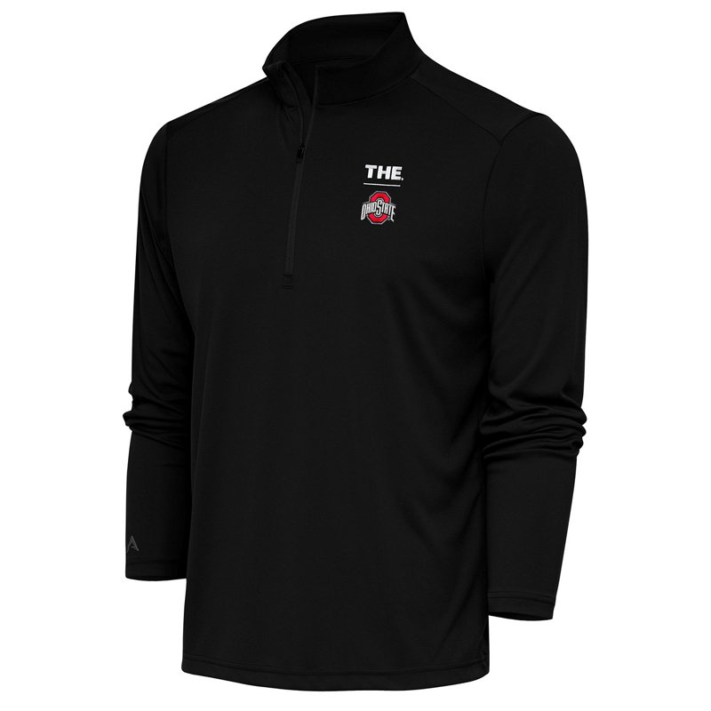 Antigua Men's Black Ohio State Buckeyes The Tribute Quarter-Zip Pullover Top - Black