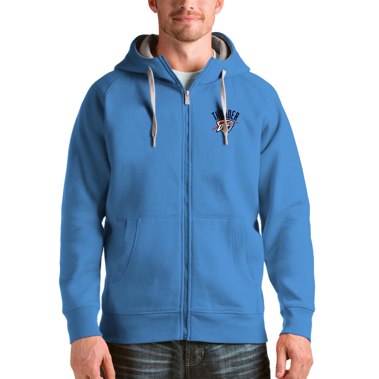 Antigua Oklahoma City Thunder Logo Victory Full-Zip Hoodie