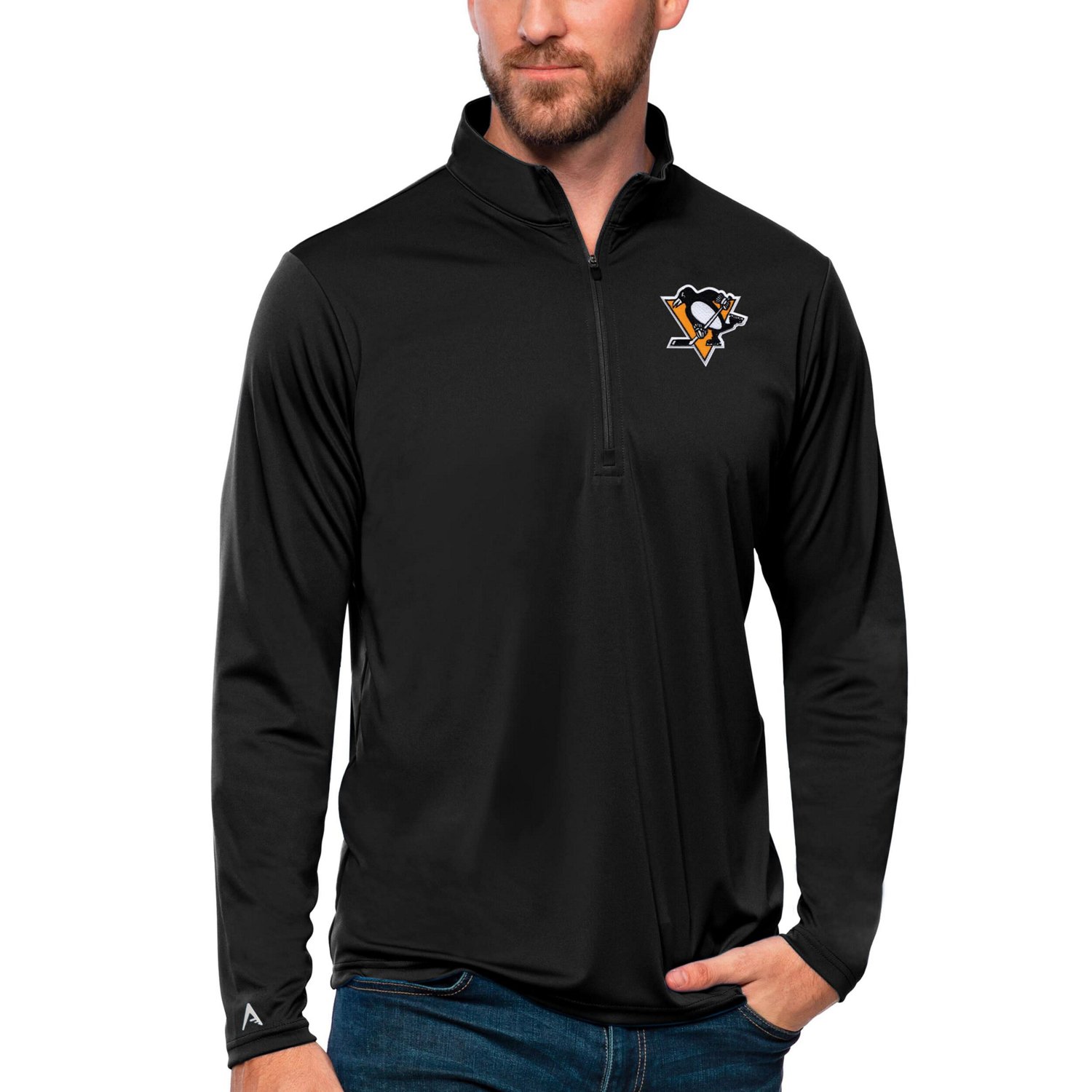 Antigua Pittsburgh Penguins Tribute Quarter-Zip Pullover Top