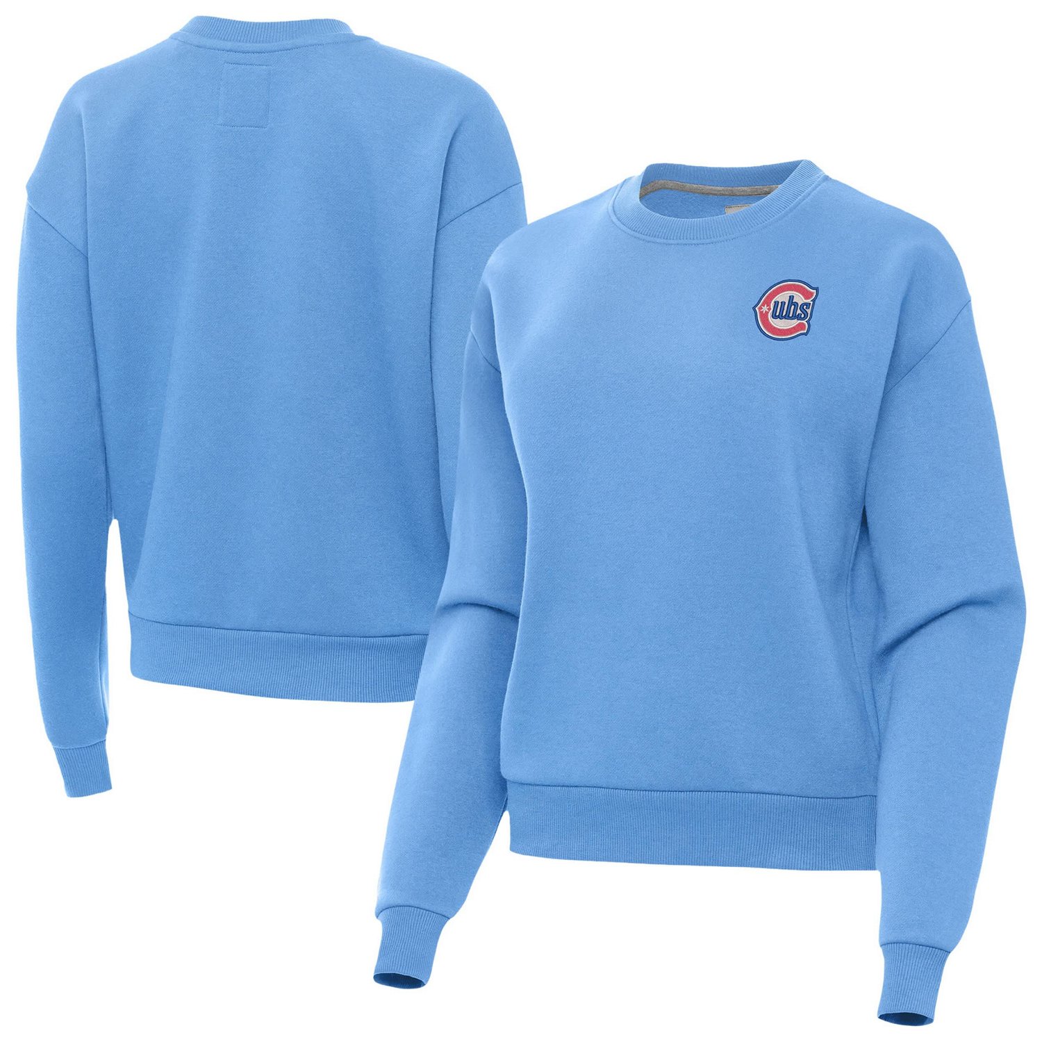 Antigua Powder Chicago Cubs Alternate Logo Victory Pullover Sweatshirt