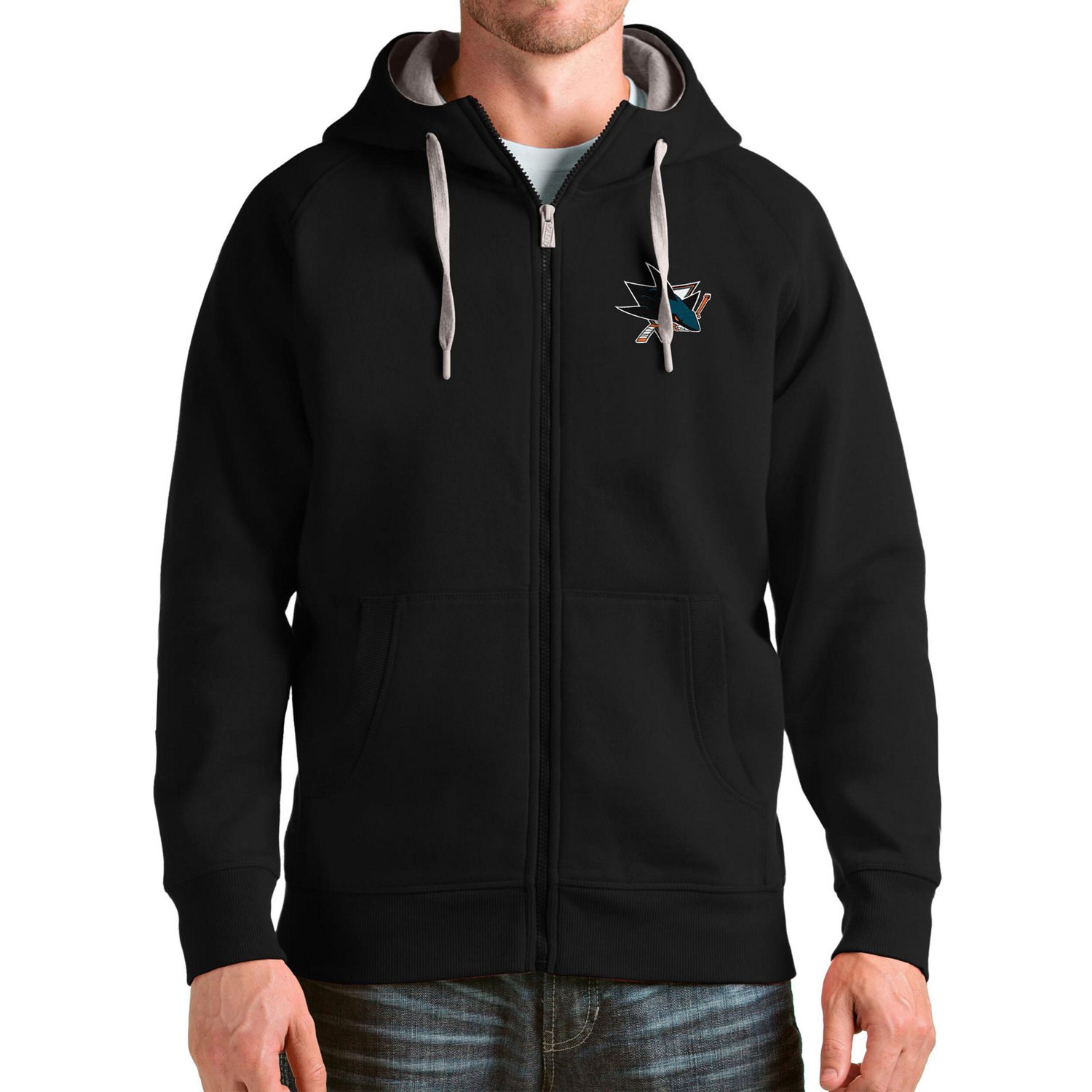 Antigua San Jose Sharks Logo Victory Full-Zip Hoodie