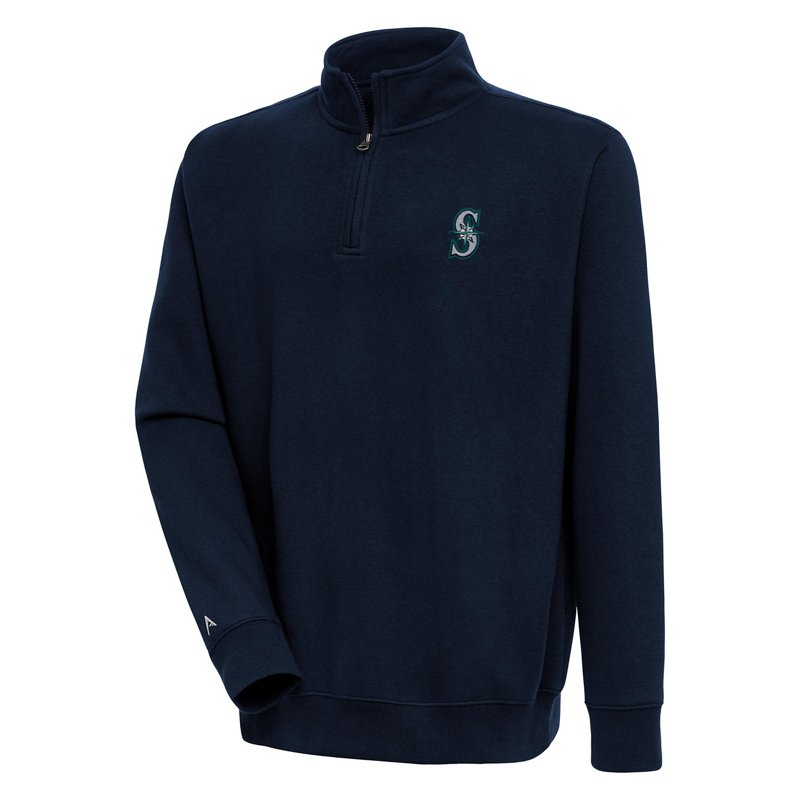 Antigua Men's Navy Seattle Mariners Victory Quarter-Zip Pullover Top - Navy