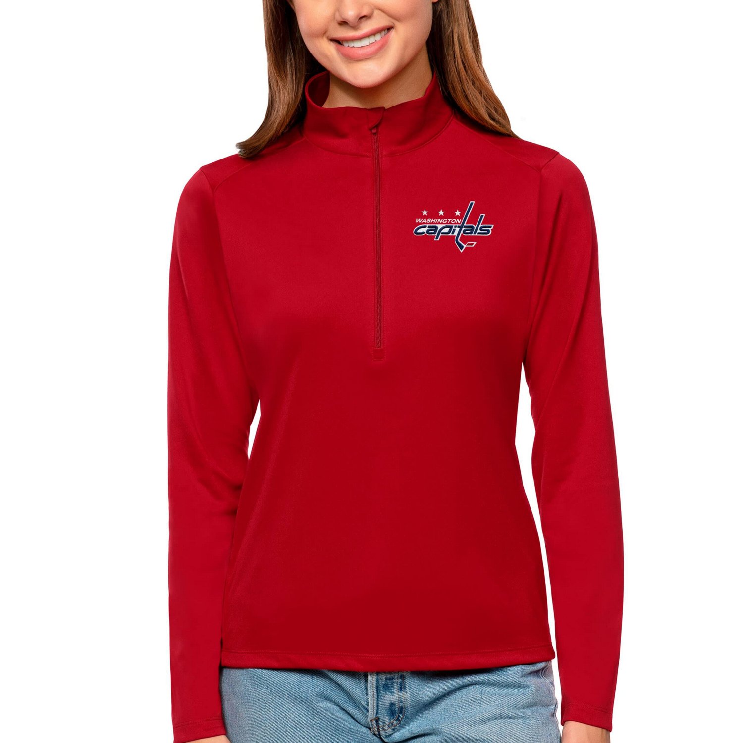 Antigua Washington Capitals Tribute Quarter-Zip Pullover Top