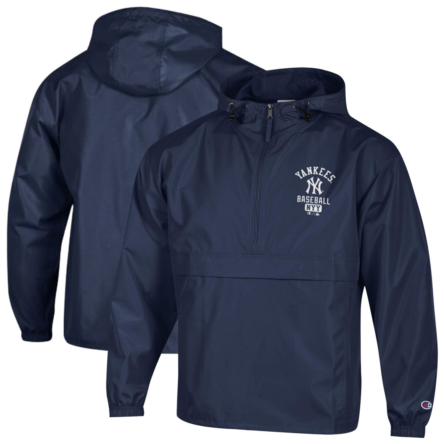 Champion New York Yankees Packable Windbreaker Half-Zip Jacket