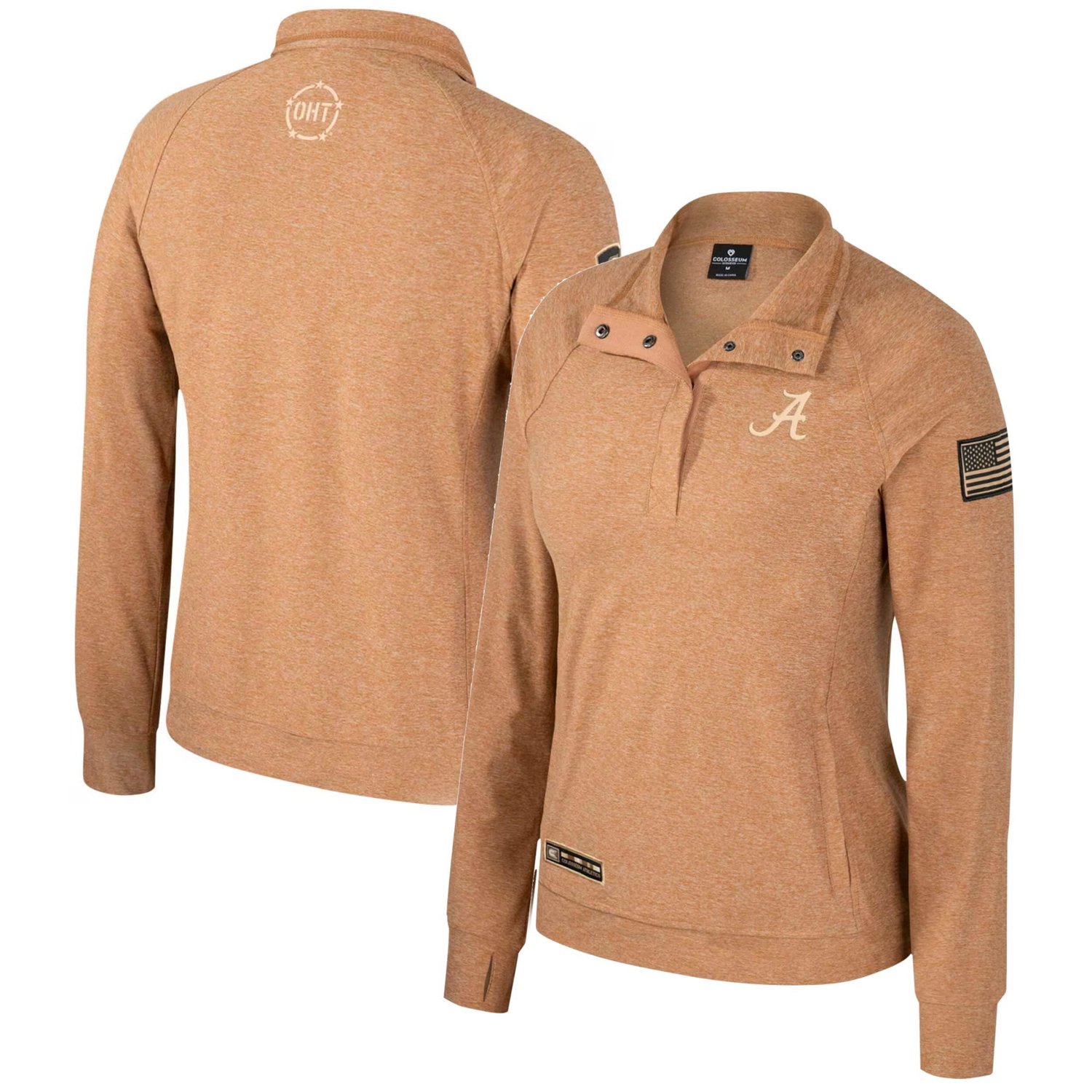 Colosseum Alabama Crimson Tide OHT Military Appreciation Sand Tatum Quarter-Snap Raglan Jacket
