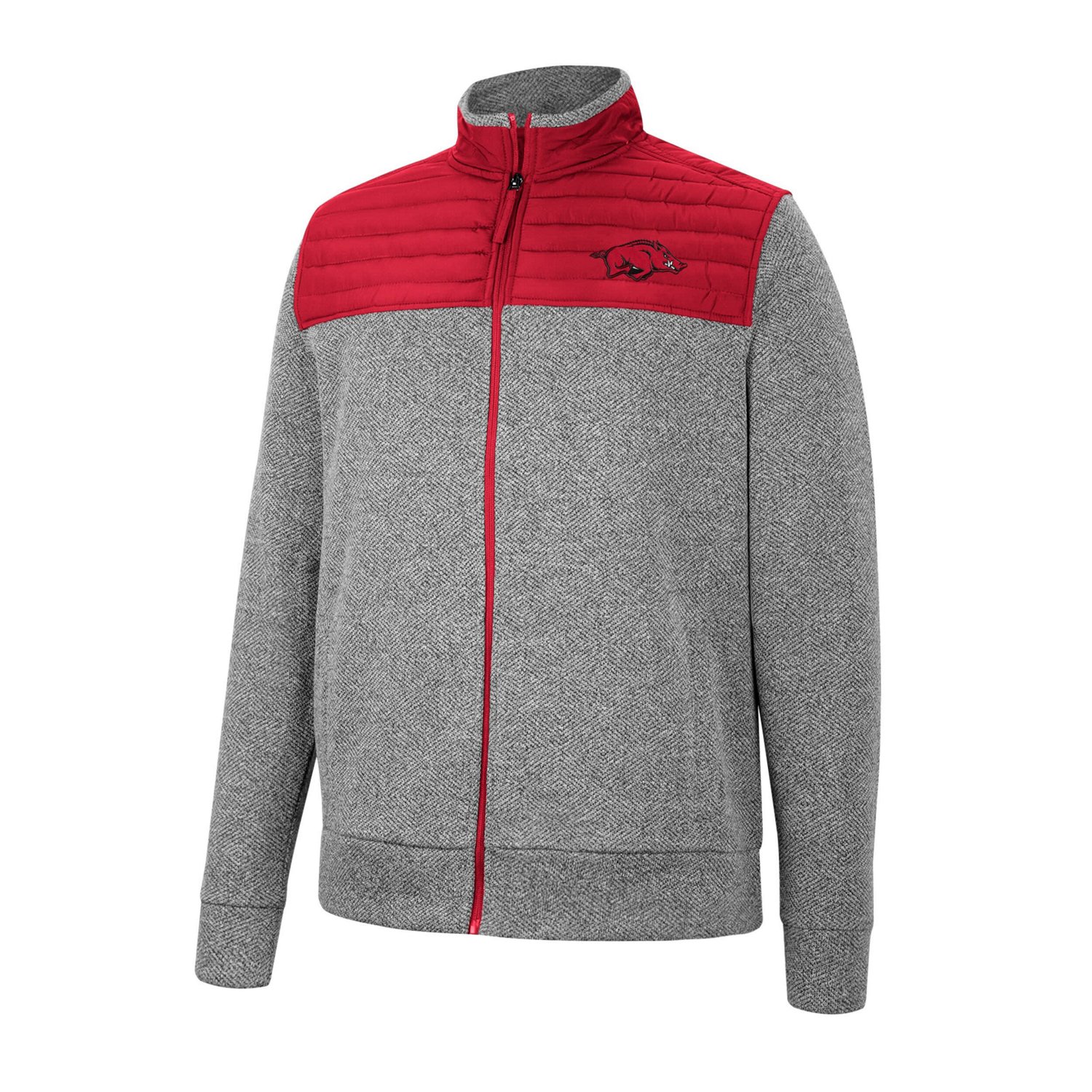 Colosseum Gray/Cardinal Arkansas Razorbacks Putter Herringbone Full-Zip Jacket - view number 2