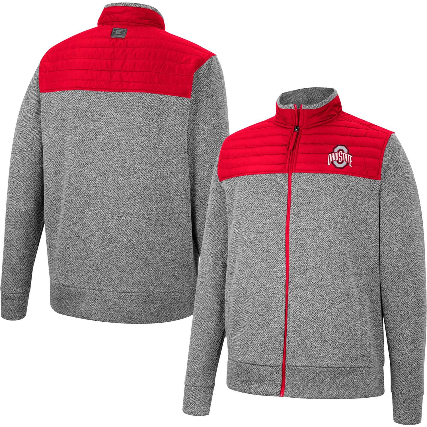 Colosseum Gray/Scarlet Ohio State Buckeyes Putter Herringbone Full-Zip Jacket - view number 1