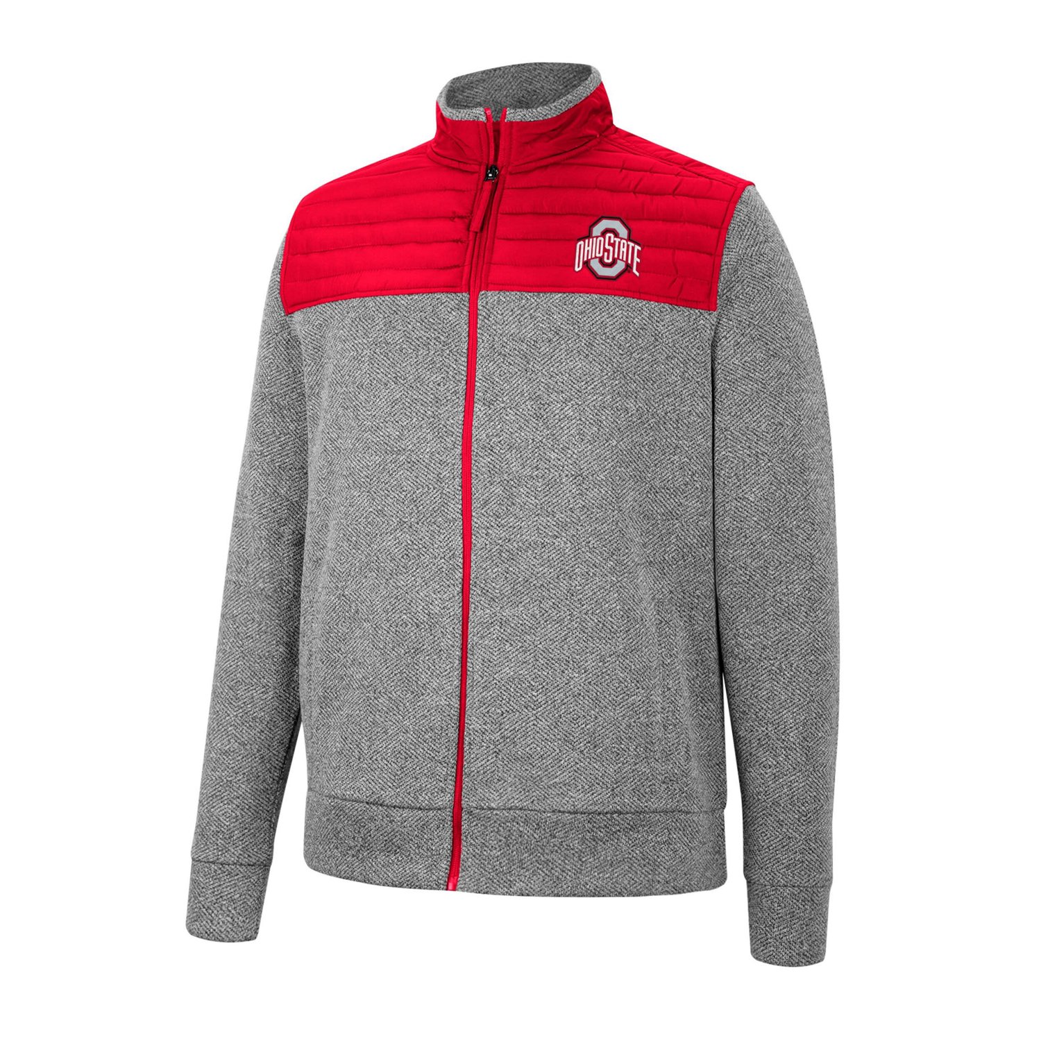 Colosseum Gray/Scarlet Ohio State Buckeyes Putter Herringbone Full-Zip Jacket - view number 2