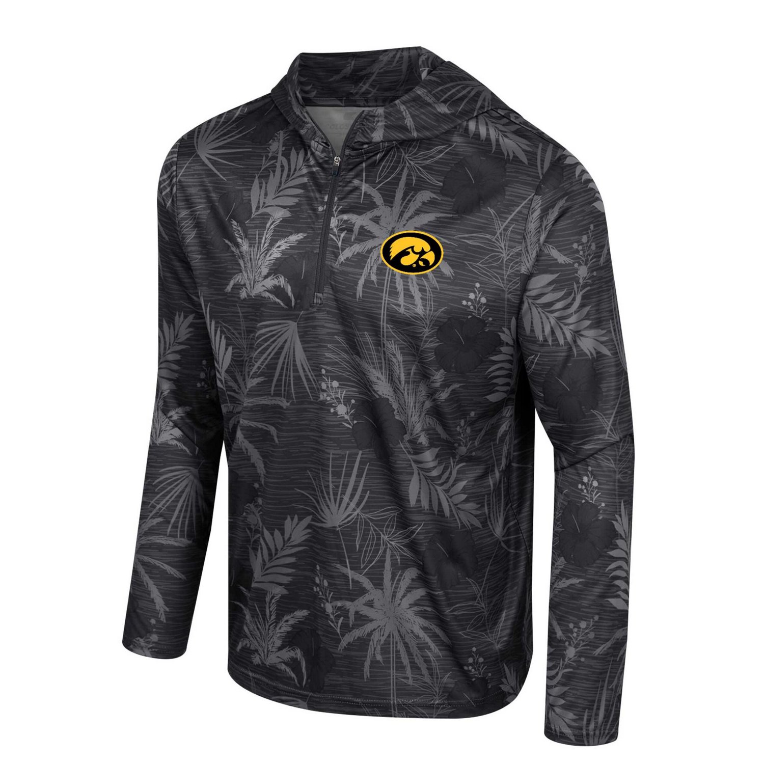 Colosseum Iowa Hawkeyes Palms Printed Lightweight Quarter-Zip Hooded Top - view number 2