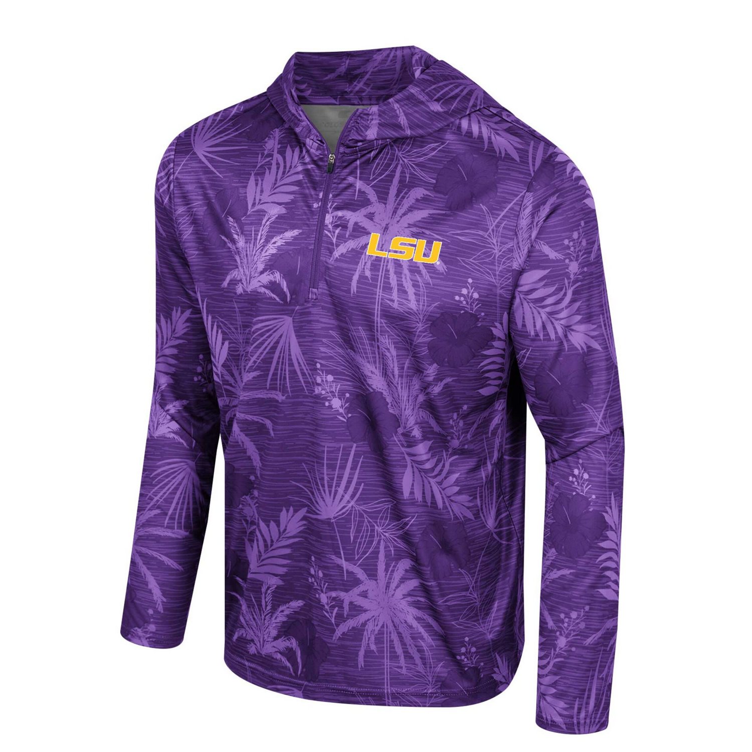 Colosseum LSU Tigers Palms Printed Lightweight Quarter-Zip Hooded Top                                                            - view number 2