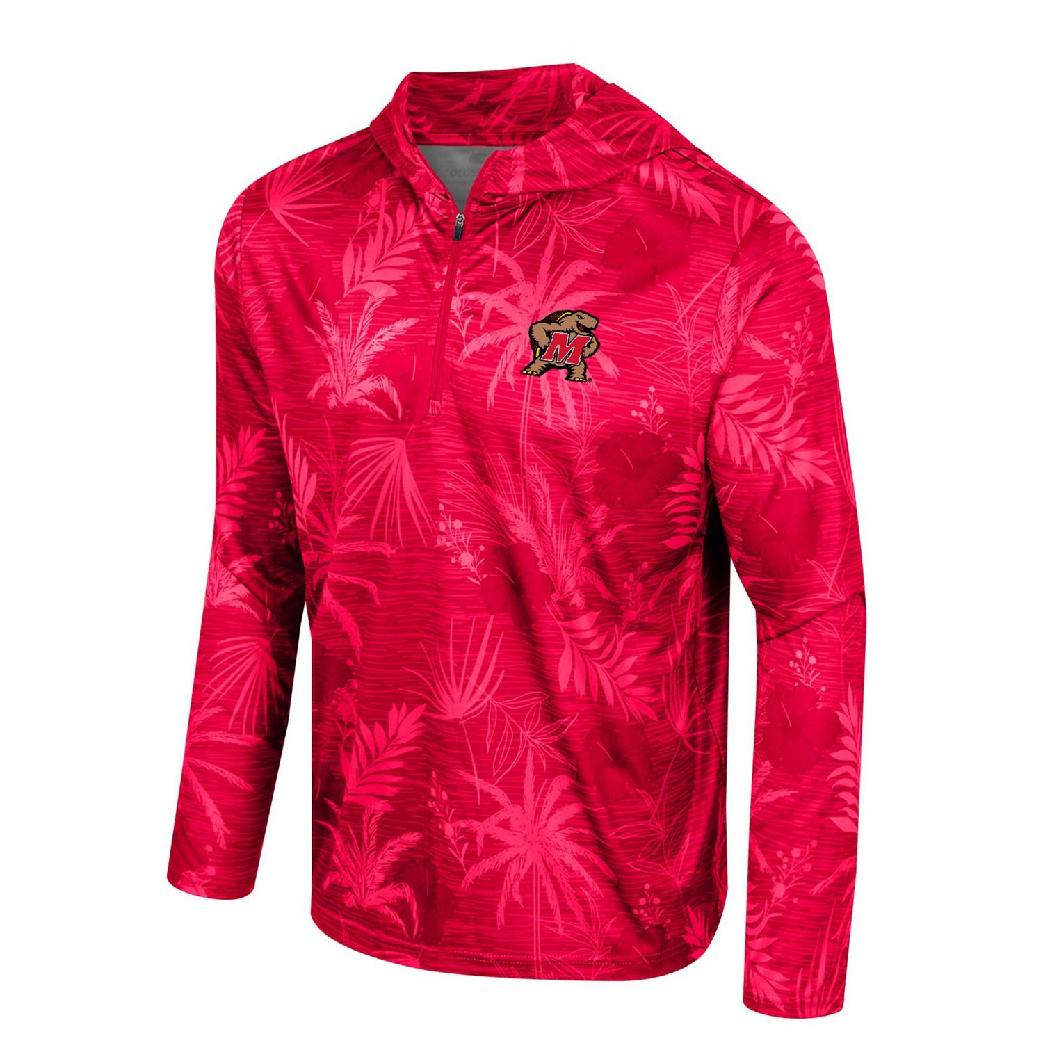 Colosseum Maryland Terrapins Palms Printed Lightweight Quarter-Zip Hooded Top                                                    - view number 2