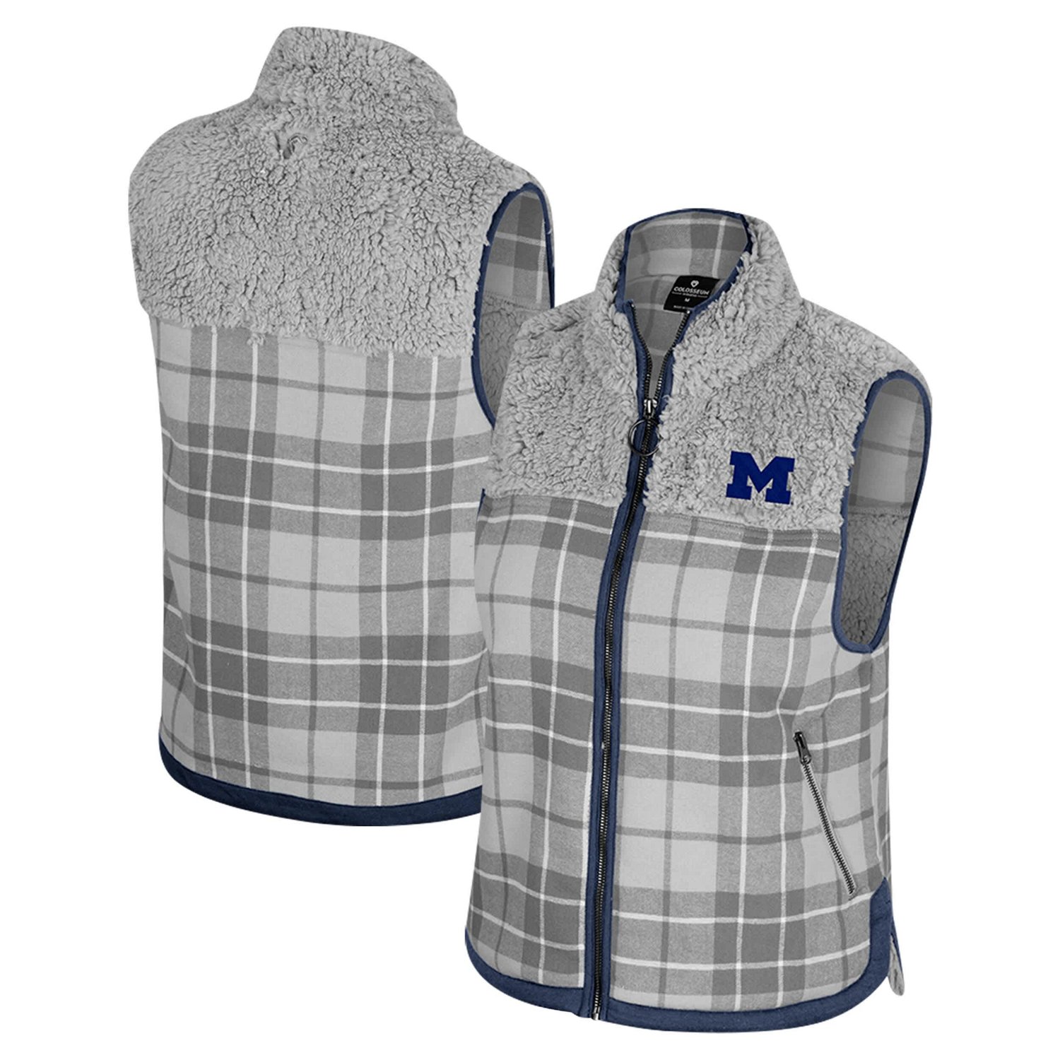 Colosseum Michigan Wolverines Matilda Sherpa Plaid Full-Zip Vest