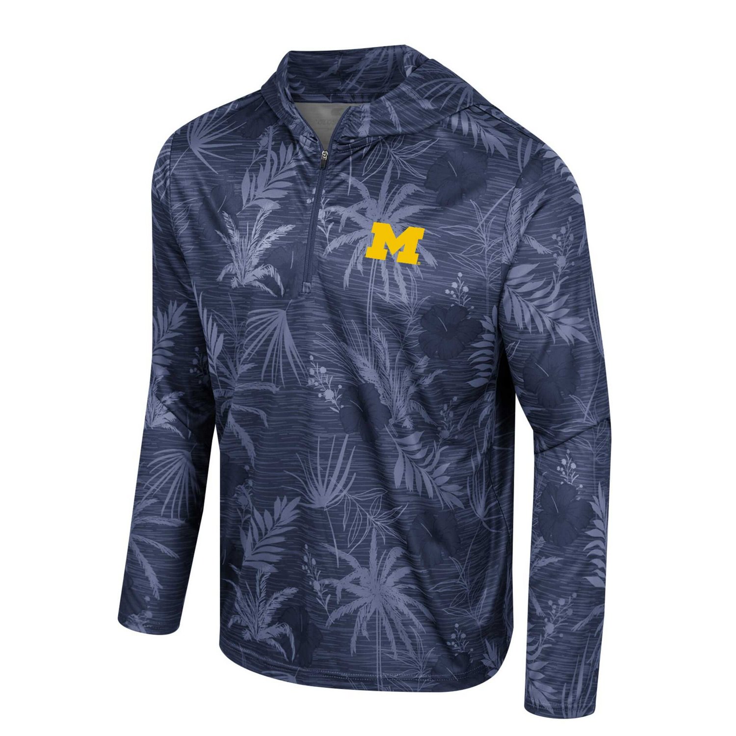 Colosseum Michigan Wolverines Palms Printed Lightweight Quarter-Zip Hooded Top - view number 2