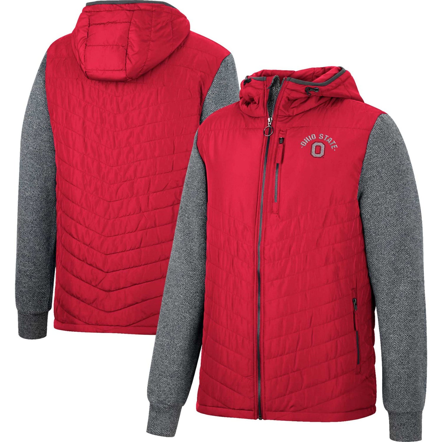 Colosseum Ohio State Buckeyes Course Herringbone Full-Zip Hoodie