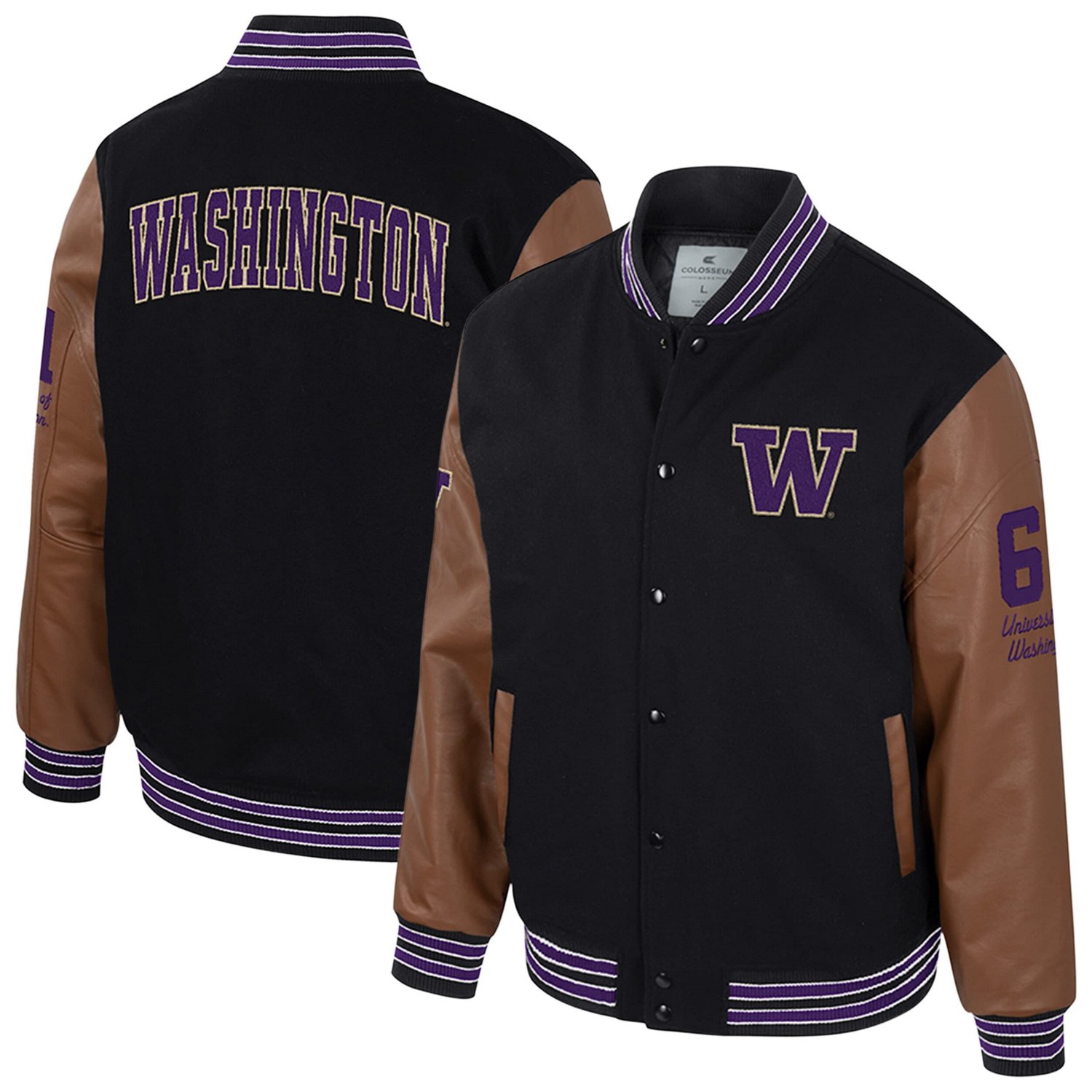 Colosseum Washington Huskies Letterman Full-Snap Varsity Jacket                                                                  - view number 1