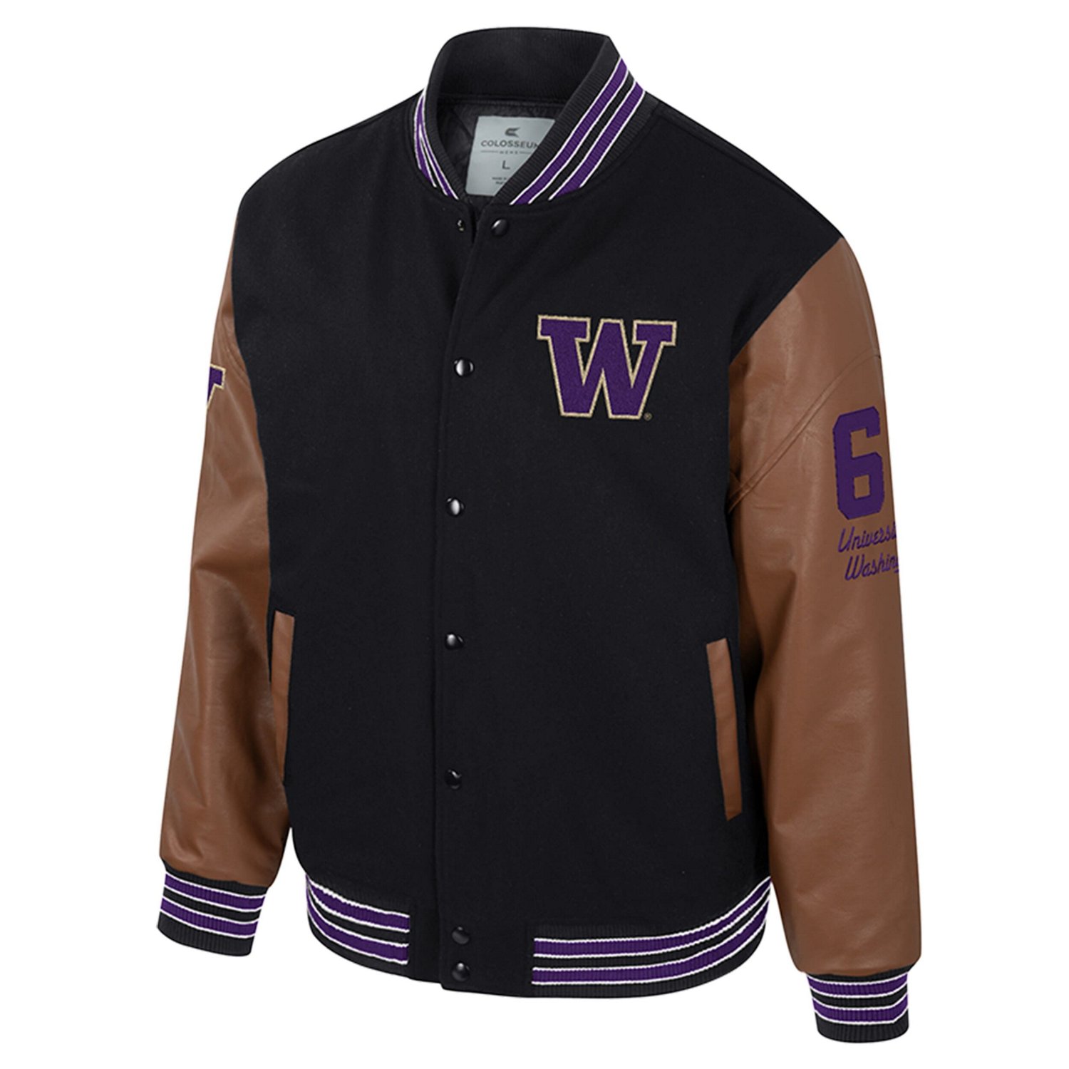 Colosseum Washington Huskies Letterman Full-Snap Varsity Jacket                                                                  - view number 2