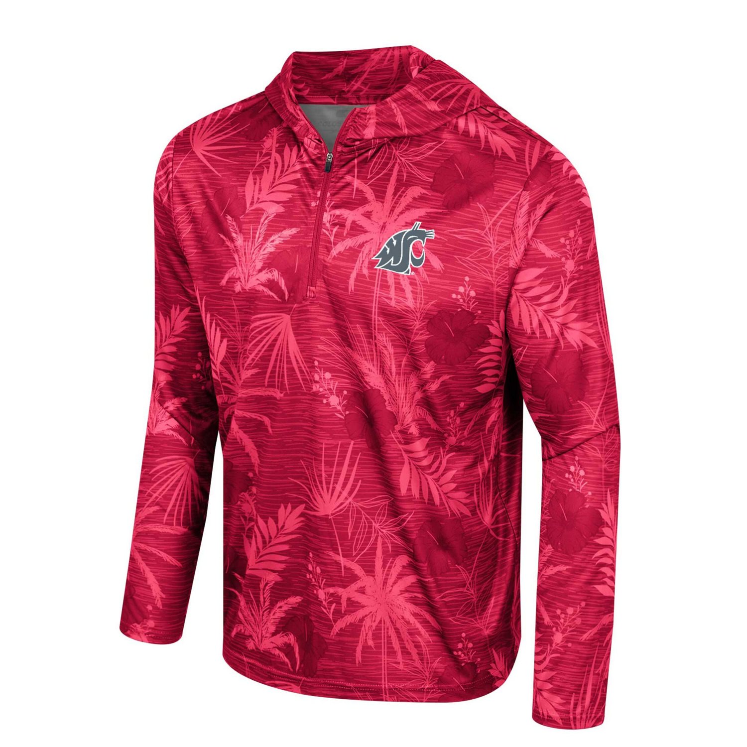 Colosseum Washington State Cougars Palms Printed Lightweight Quarter-Zip Hooded Top                                              - view number 2