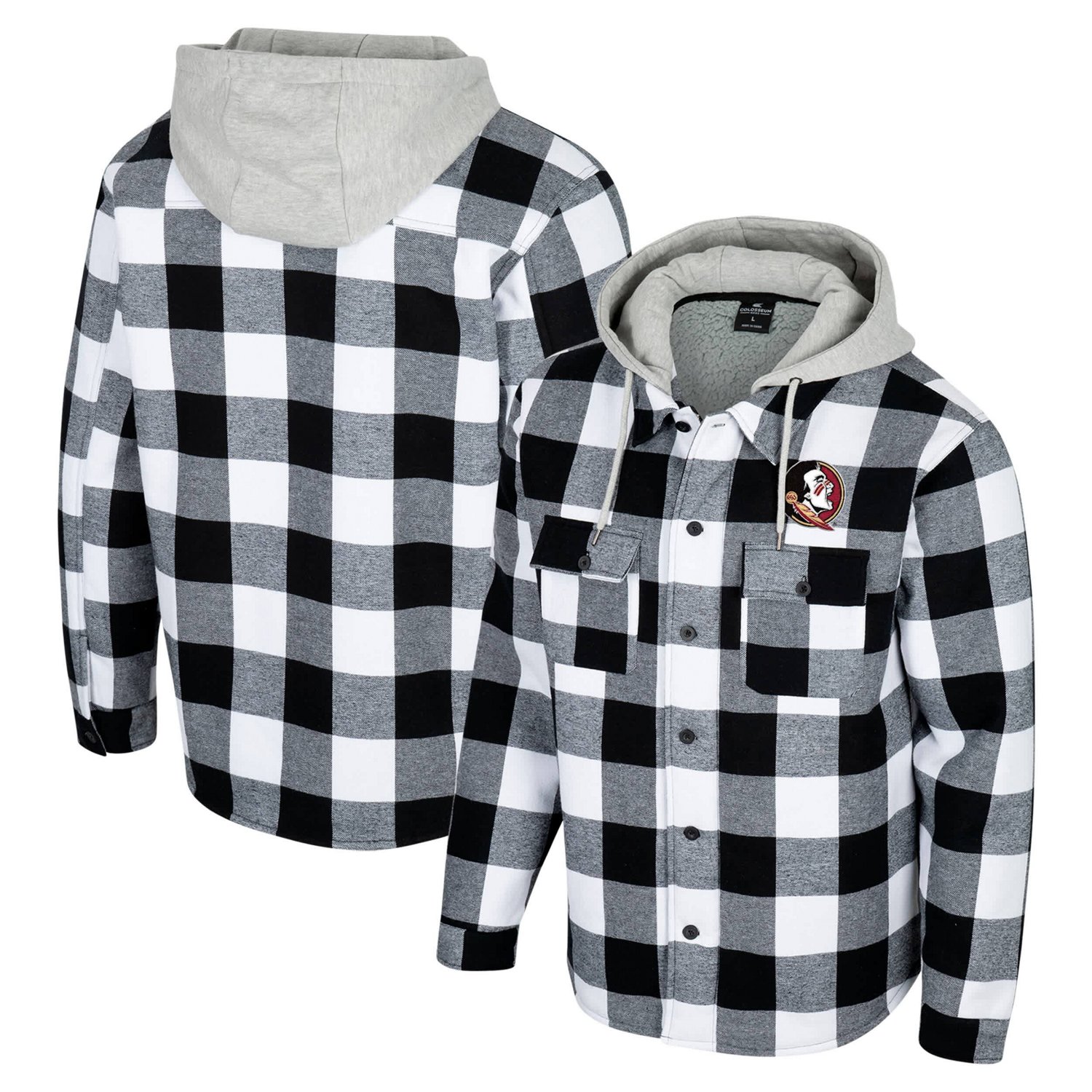 Colosseum White Florida State Seminoles Buffalo Plaid Full-Zip Jacket