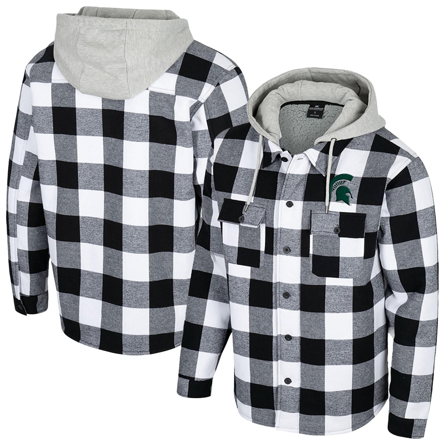 Colosseum White Michigan State Spartans Buffalo Plaid Full-Zip Jacket