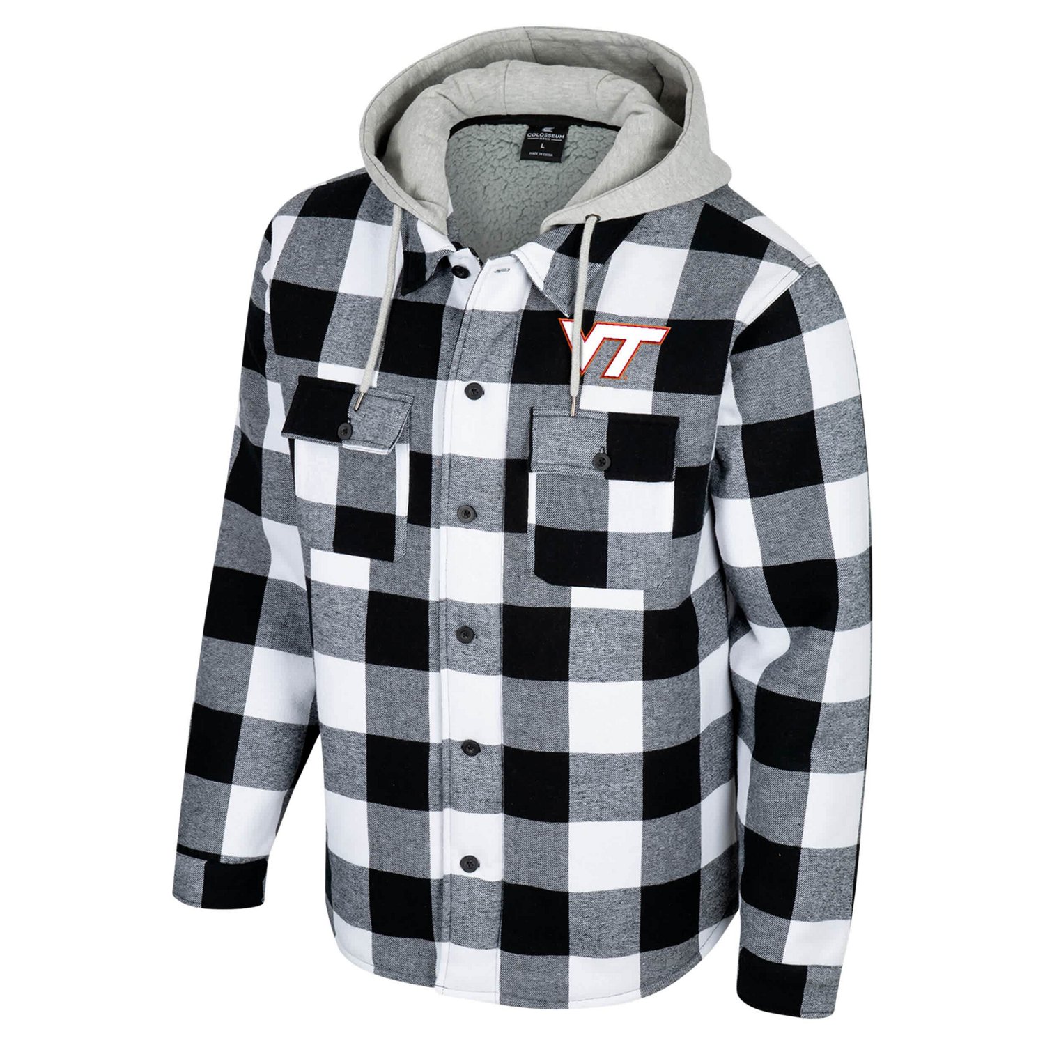 Colosseum White Virginia Tech Hokies Buffalo Plaid Full-Zip Hoodie Jacket                                                        - view number 2