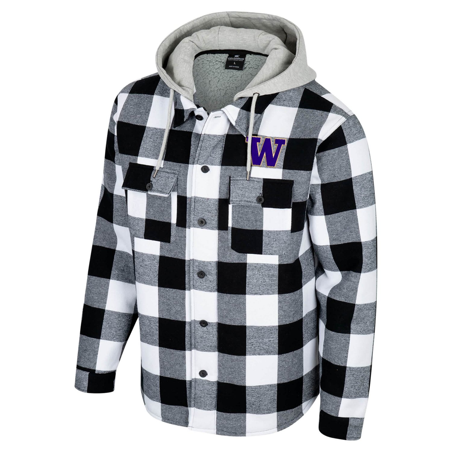 Colosseum White Washington Huskies Buffalo Plaid Full-Zip Hoodie Jacket - view number 2