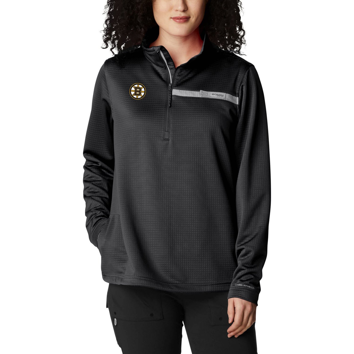 Columbia Boston Bruins Skiff Guide Fleece Omni-Shade Quarter-Zip Jacket