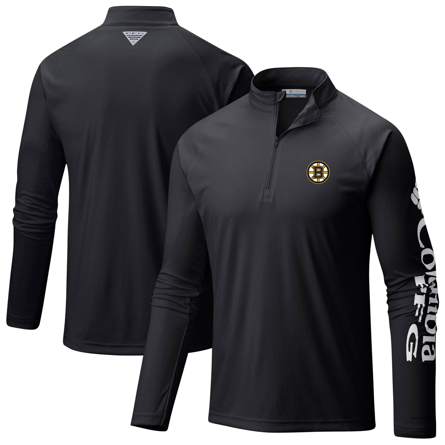 Columbia Boston Bruins Terminal Tackle Omni-Wick Raglan Quarter-Zip Top                                                          - view number 1
