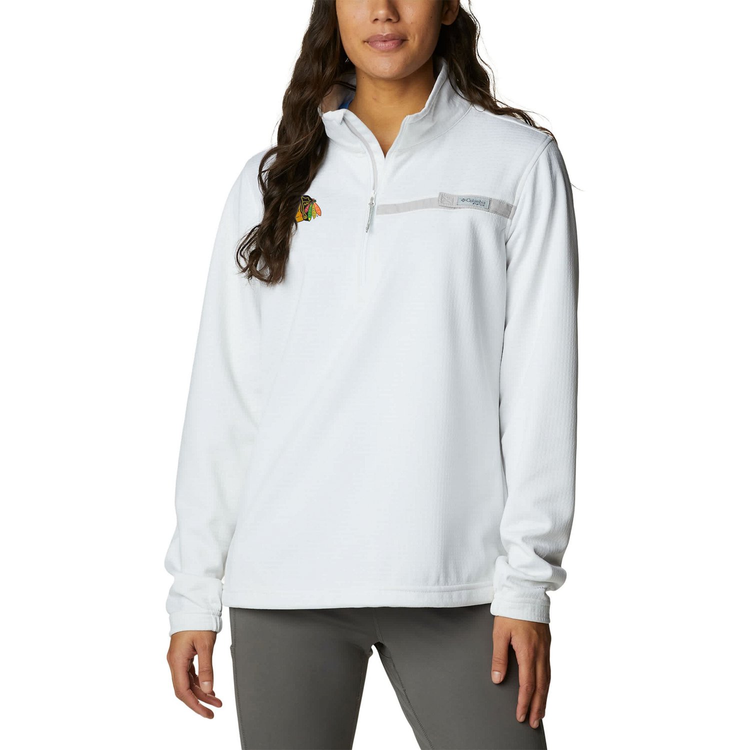 Columbia Chicago Blackhawks Skiff Guide Fleece Omni-Shade Quarter-Zip Jacket                                                     - view number 1