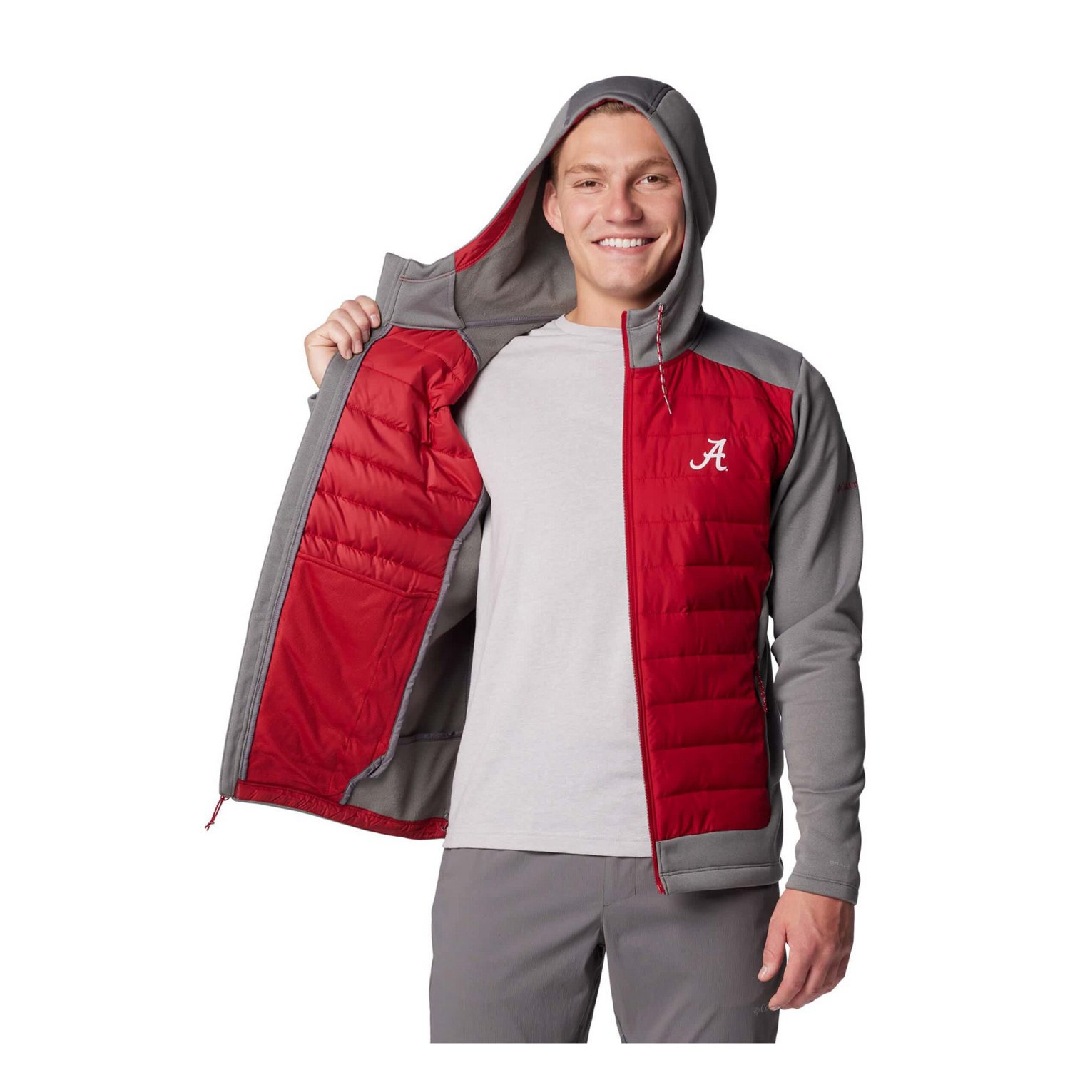 Columbia Crimson Alabama Crimson Tide Out-Shield Hybrid Full-Zip Hoodie Jacket - view number 3