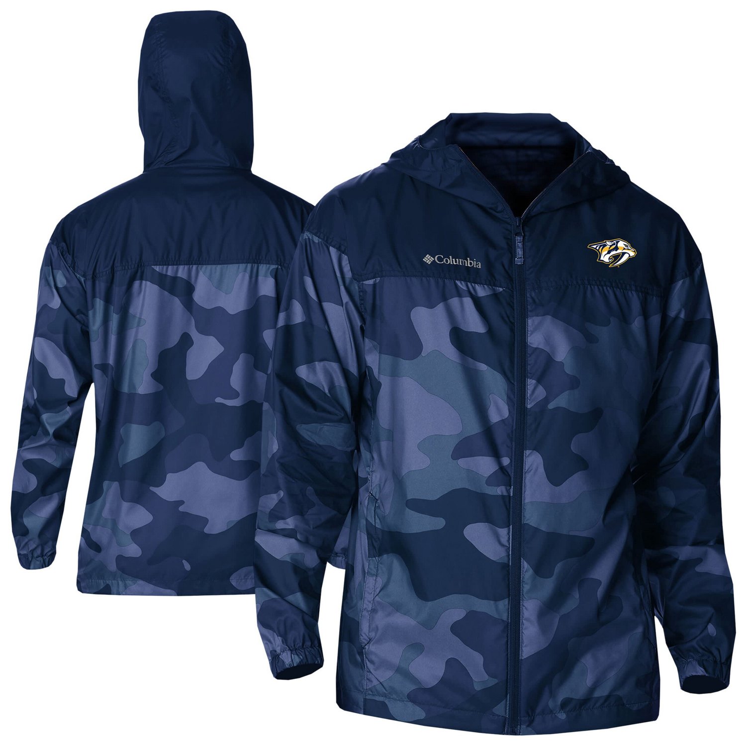 Columbia Nashville Predators Camo Flash Challenger Omni-Shade Full-Zip Hoodie Windbreaker Jacket