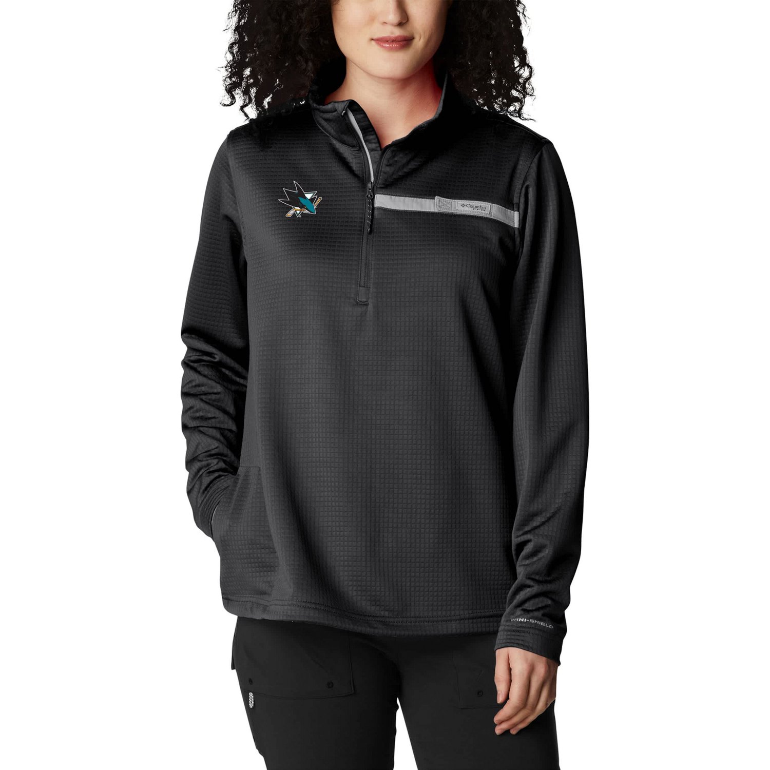 Columbia San Jose Sharks Skiff Guide Fleece Omni-Shade Quarter-Zip Jacket