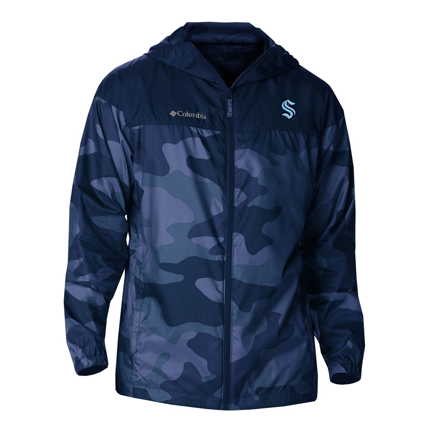 Columbia Seattle Kraken Camo Flash Challenger Omni-Shade Full-Zip Hoodie Windbreaker Jacket - view number 2