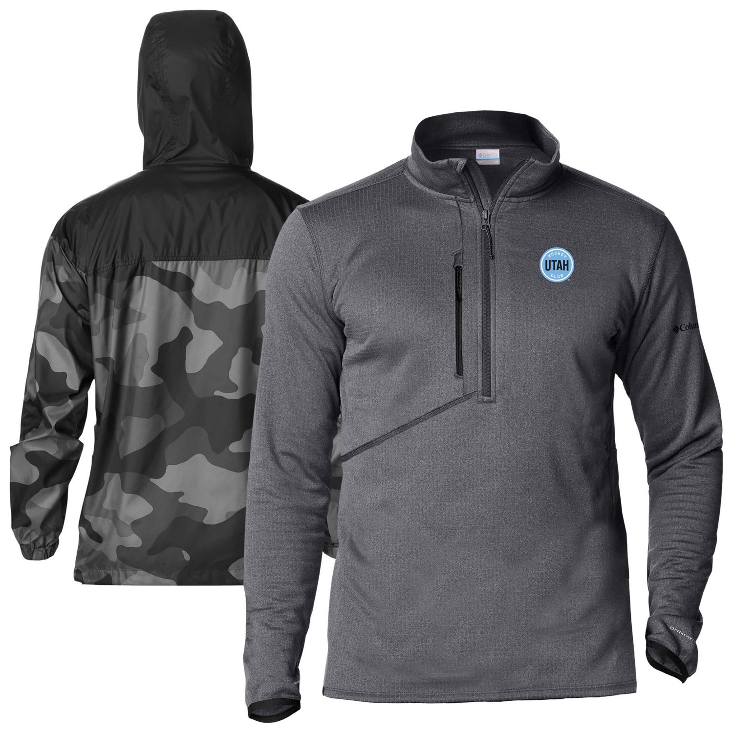 Columbia Utah Hockey Club Camo Flash Challenger Omni-Shade Full-Zip Hoodie Windbreaker Jacket - view number 1