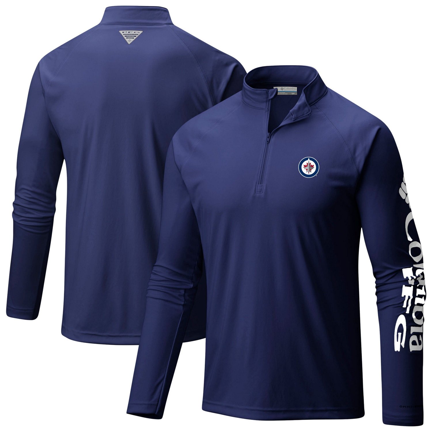 Columbia Winnipeg Jets Terminal Tackle Omni-Wick Raglan Quarter-Zip Top