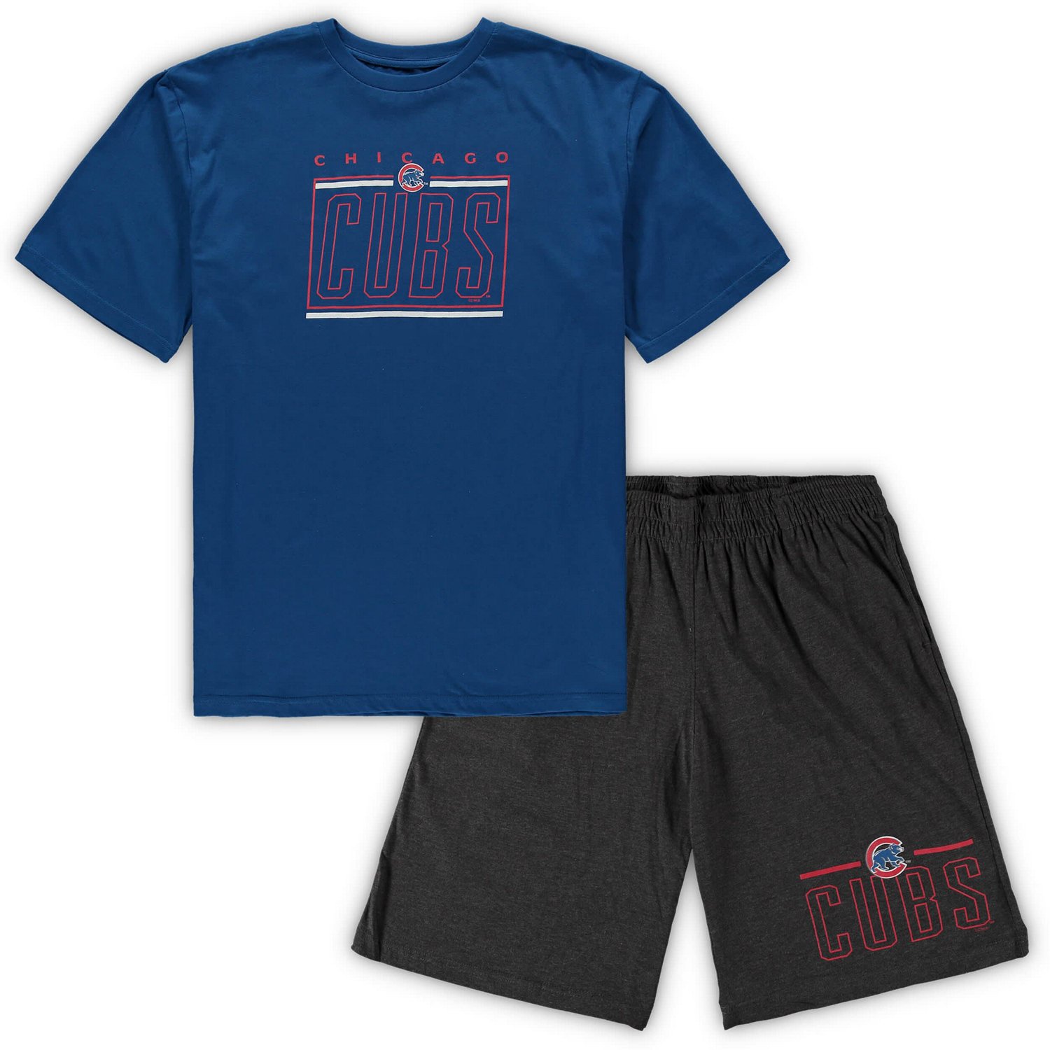 Concepts Sport Heathered Charcoal Chicago Cubs Big  Tall T-Shirt  Shorts Sleep Set