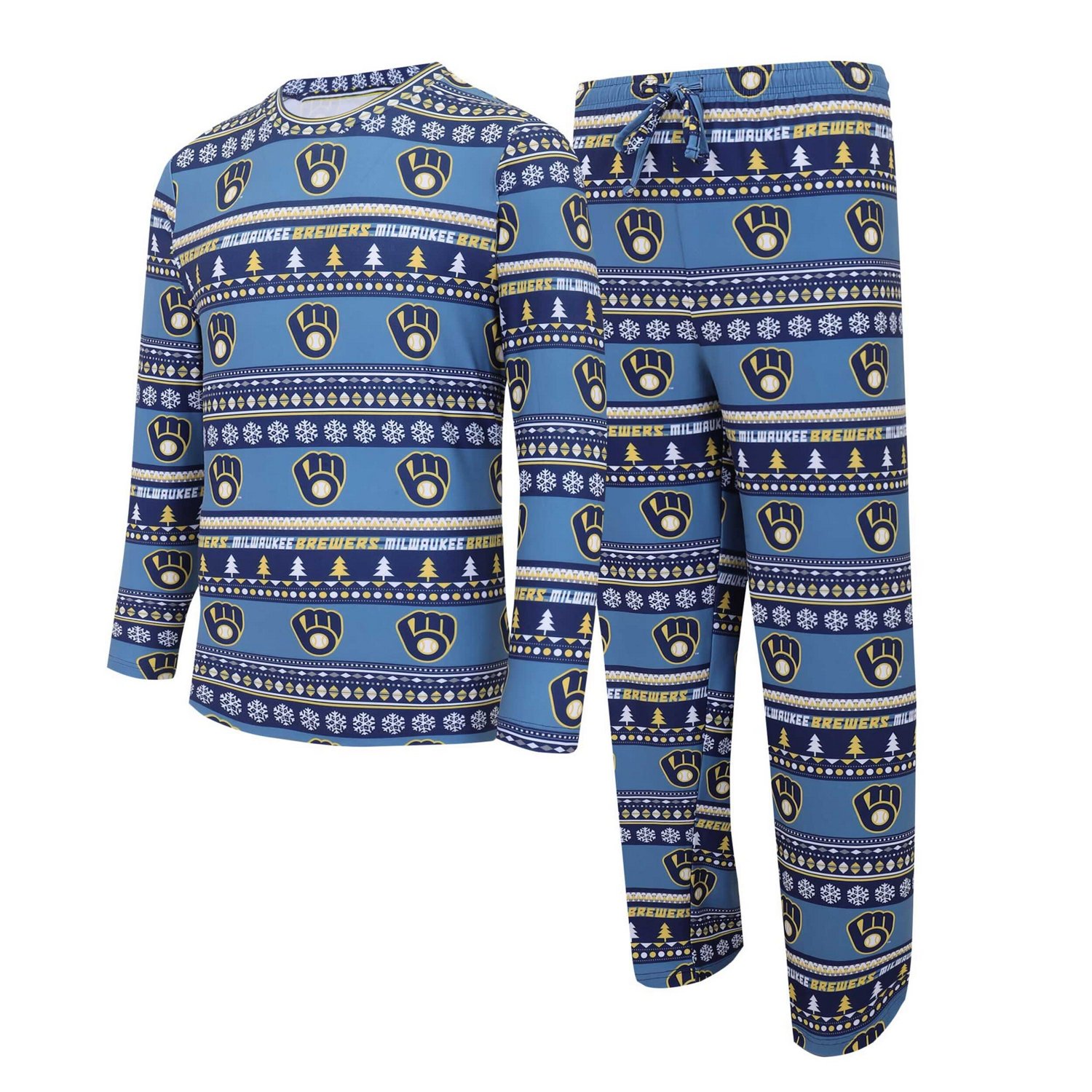 Concepts Sport Milwaukee Brewers Knit Ugly Sweater Long Sleeve Top  Pants Set - view number 1